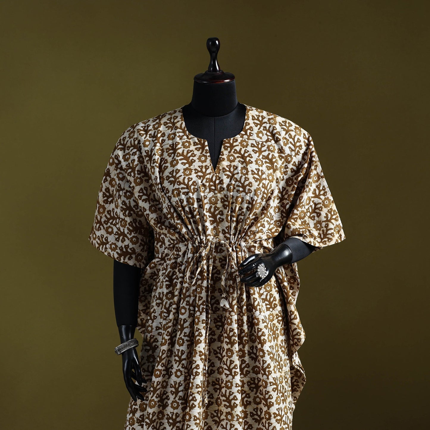 Hand batik cotton long kaftan 05 - handcrafted