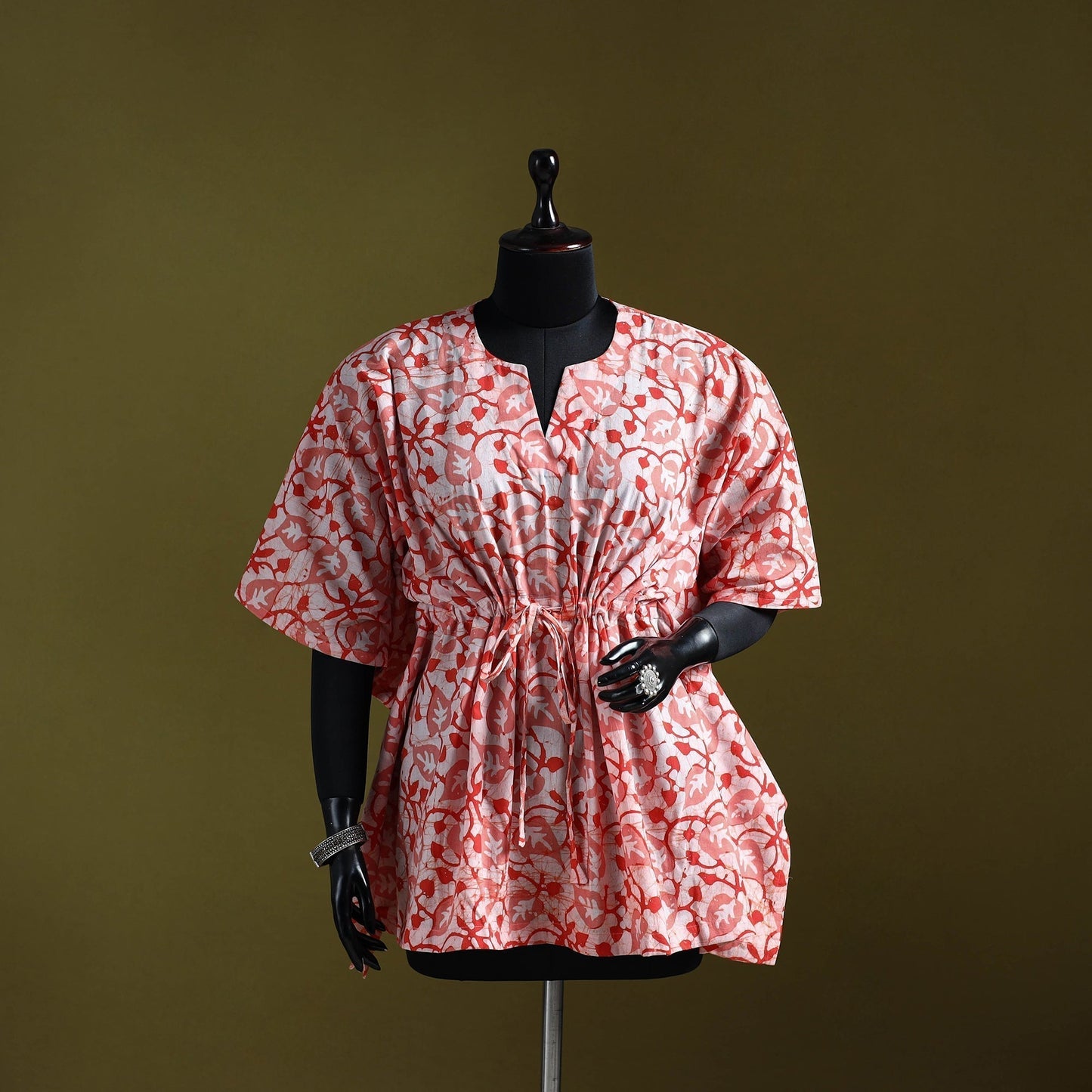 Hand batik cotton short kaftan 15 - handcrafted