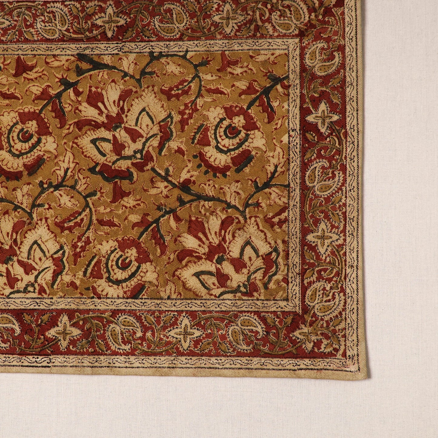 Brown - natural dyed pedana kalamkari cotton table mat 21
