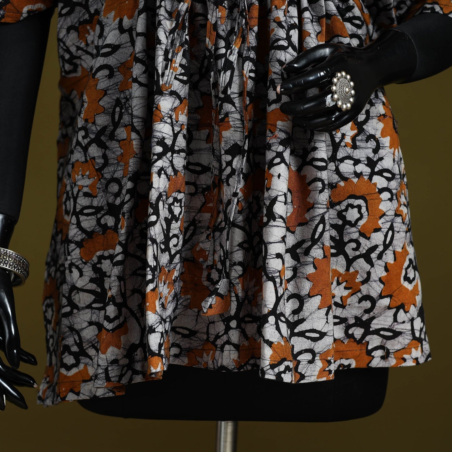 Hand batik cotton short kaftan 39 - handcrafted