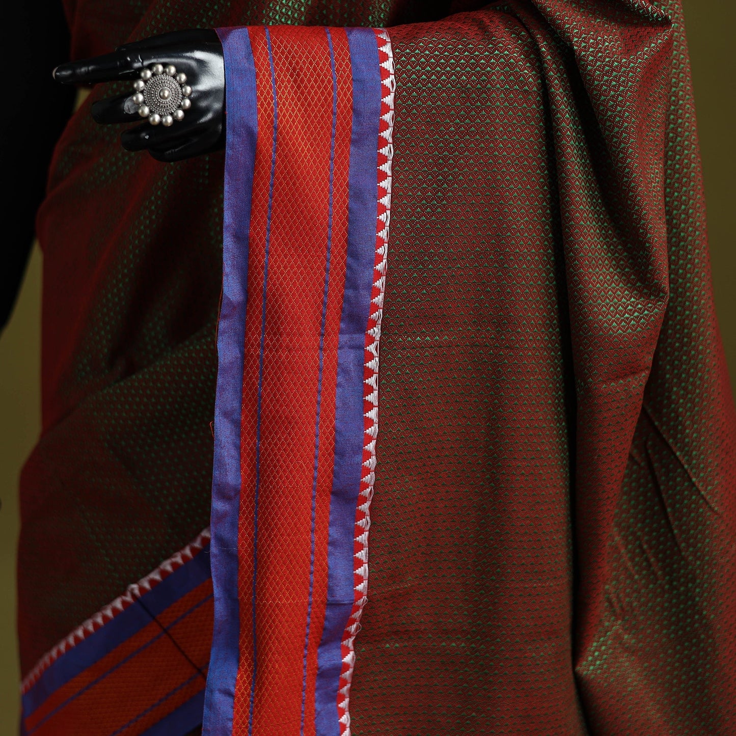 Silk cotton khun saree with ilkal pallu chikki paras border