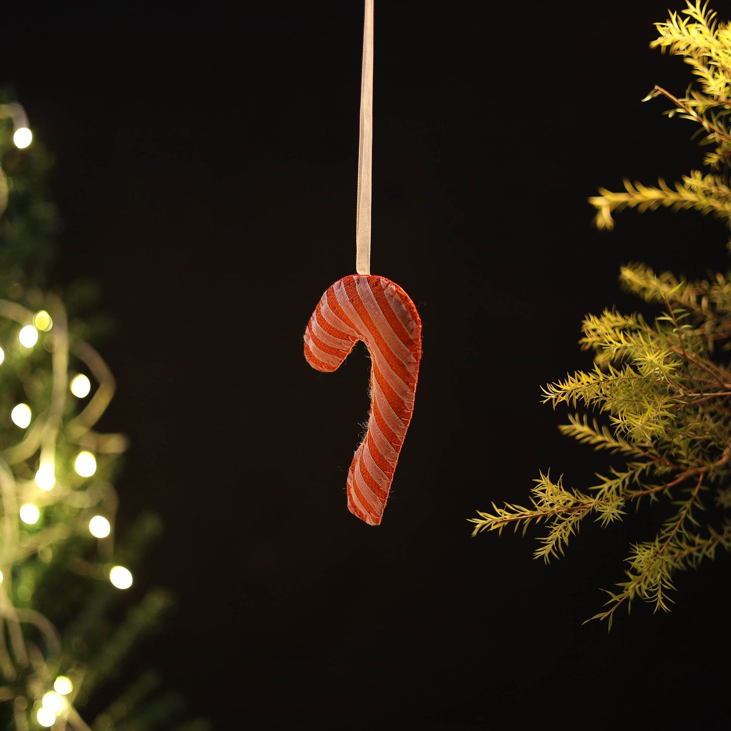 Candy Cane - Handcrafted Raffia Christmas Ornament