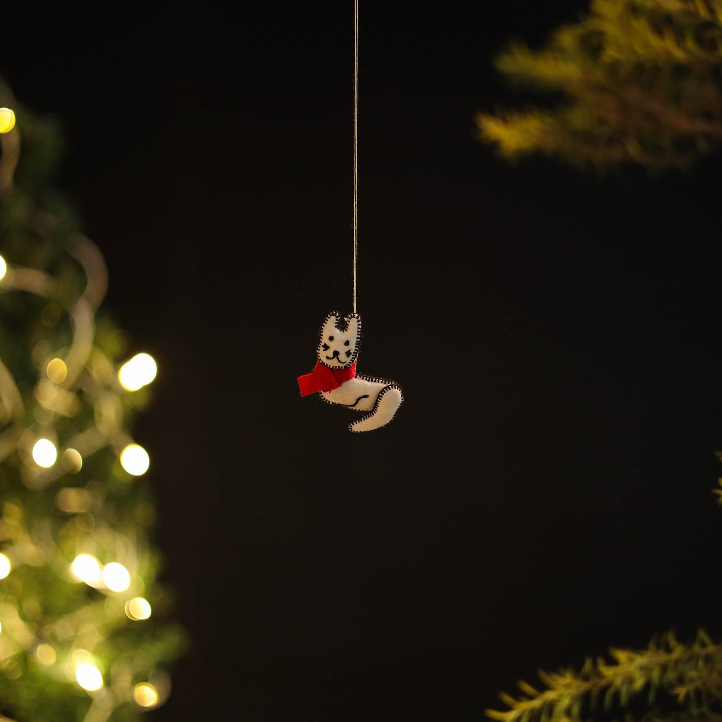 Shop Cat - Handmade Threadwork Stuffed Christmas Ornament