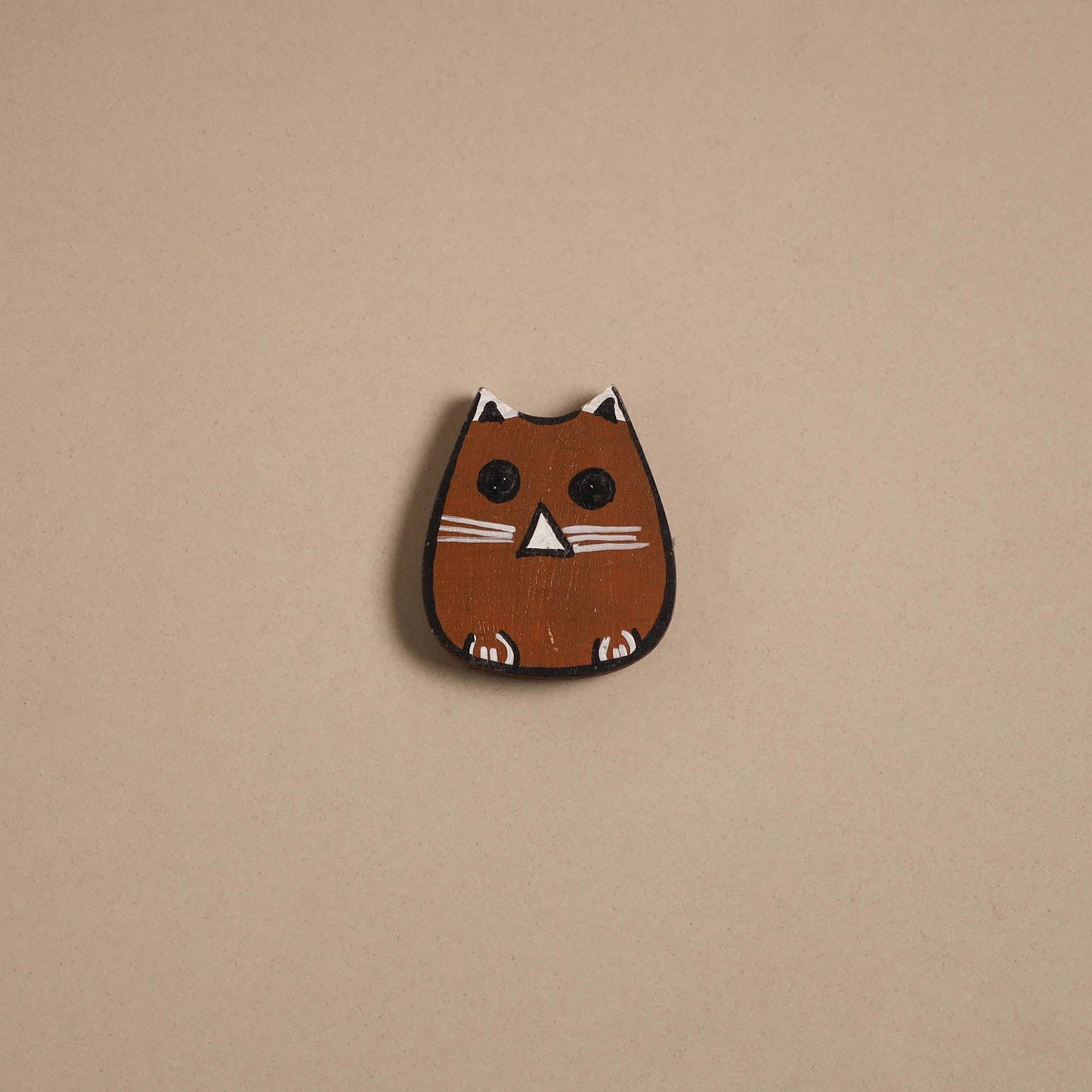 Cat - kerala mural handpainted bamboo fridge magnet 07