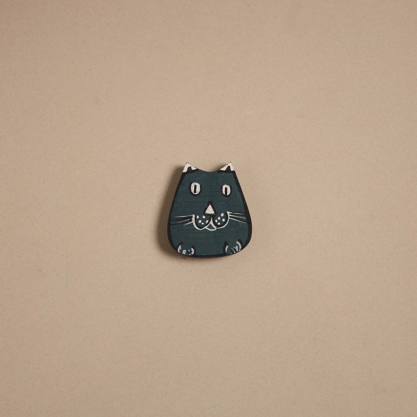 Cat - kerala mural handpainted bamboo fridge magnet 08