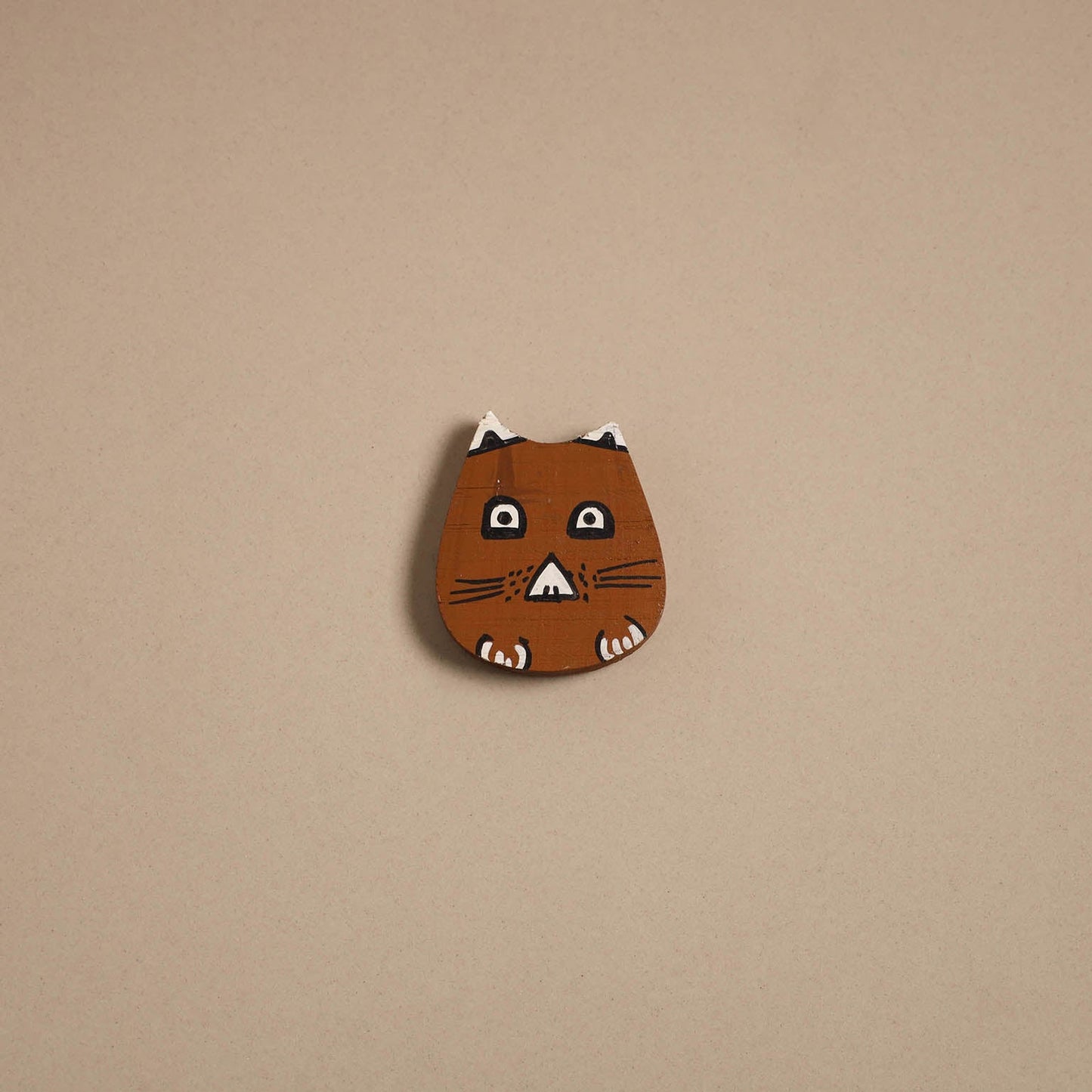 Cat - kerala mural handpainted bamboo fridge magnet 16