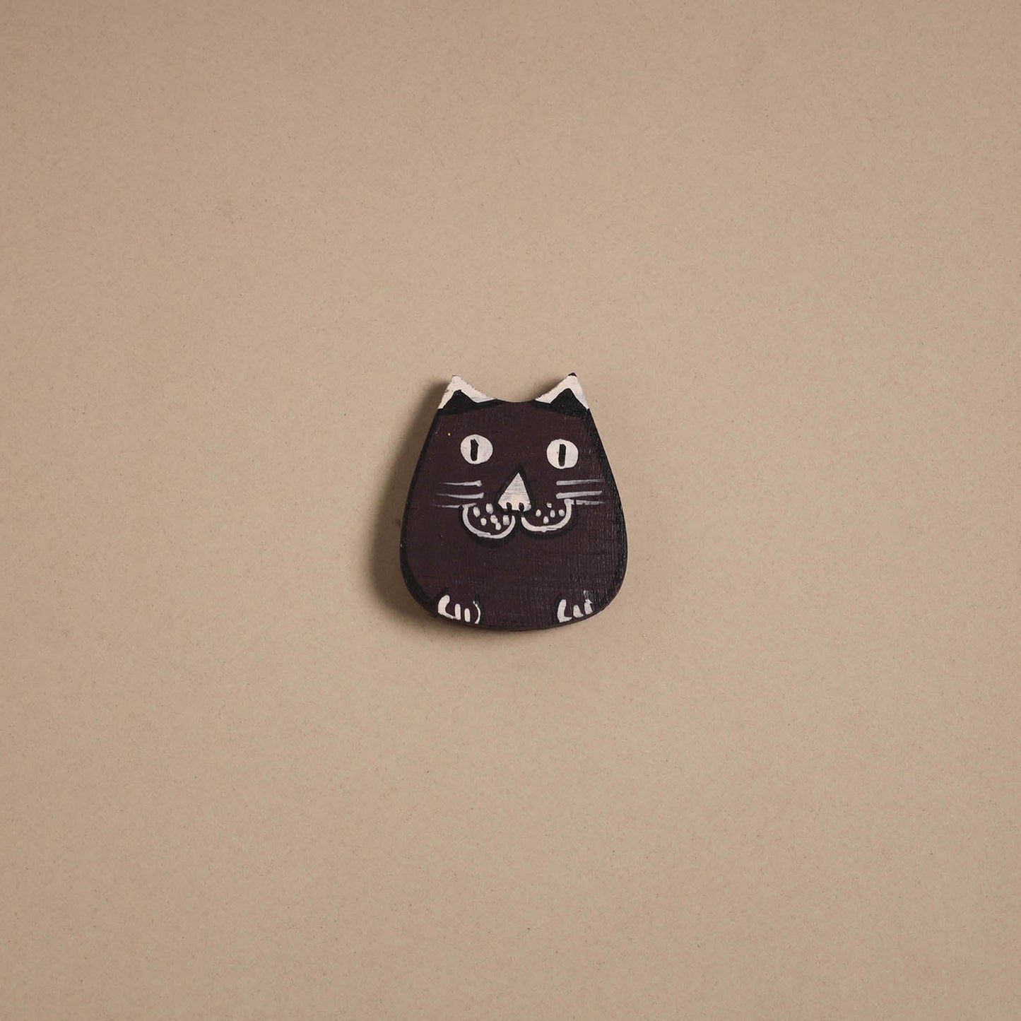 Cat - kerala mural handpainted bamboo fridge magnet 17