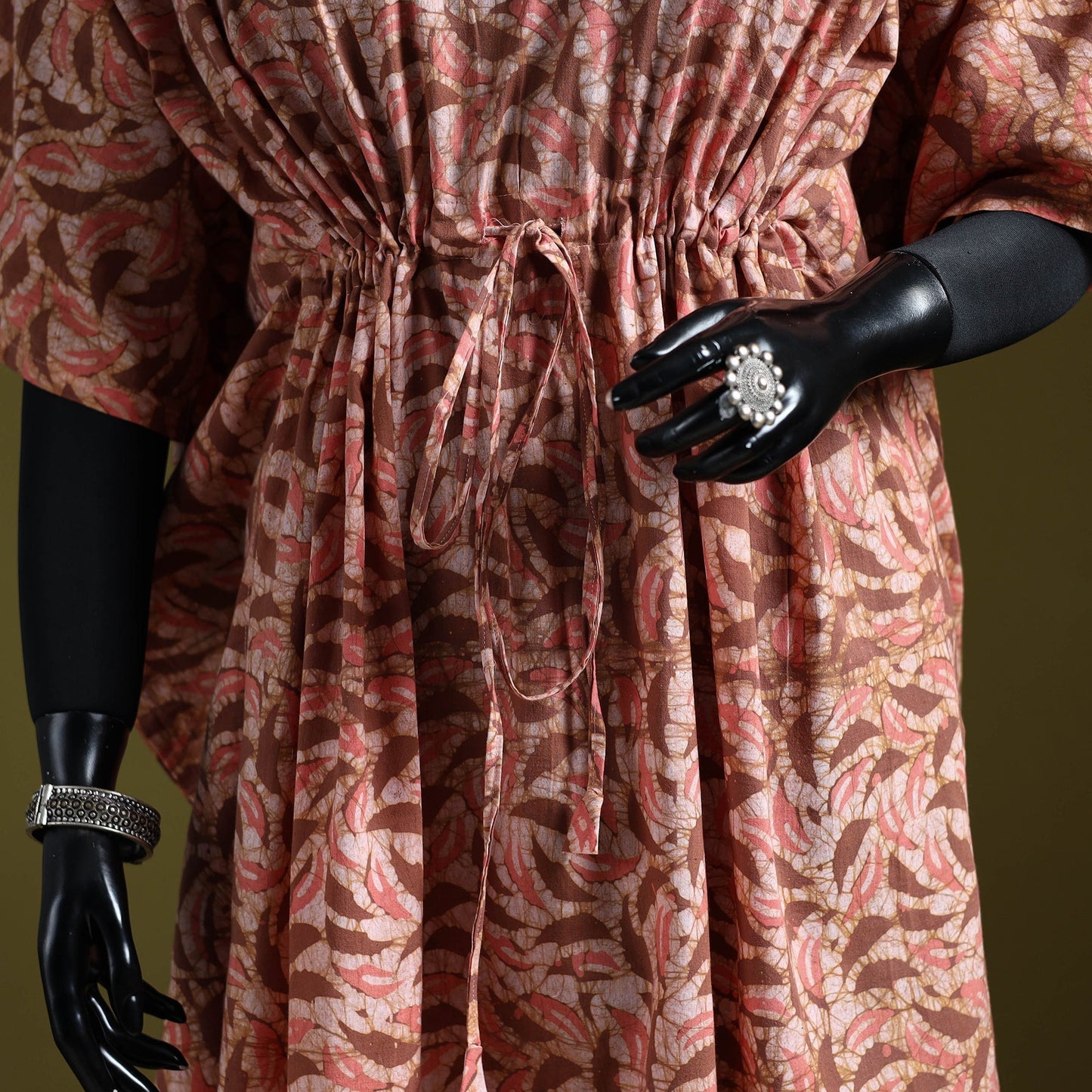 Hand batik cotton long kaftan 07 - handcrafted