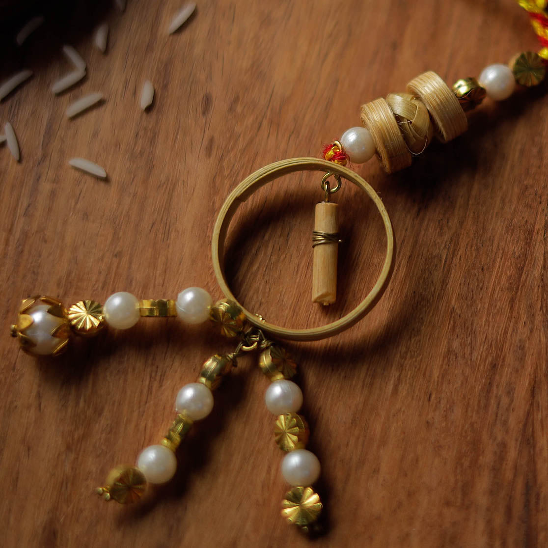 Handmade Bamboo Craft Beadwork Lumba Rakhi by Baansuli 18