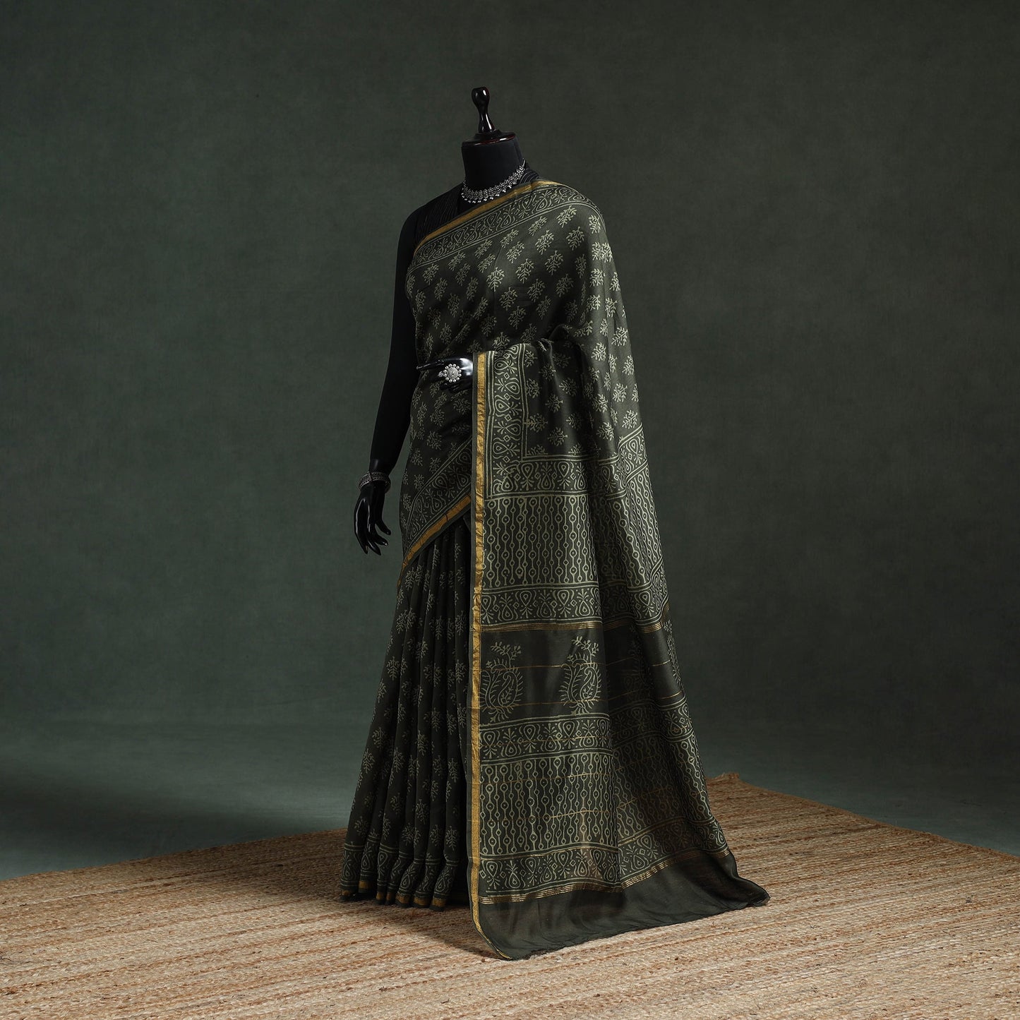 Chanderi silk hand block batik print saree 73 - handcrafted