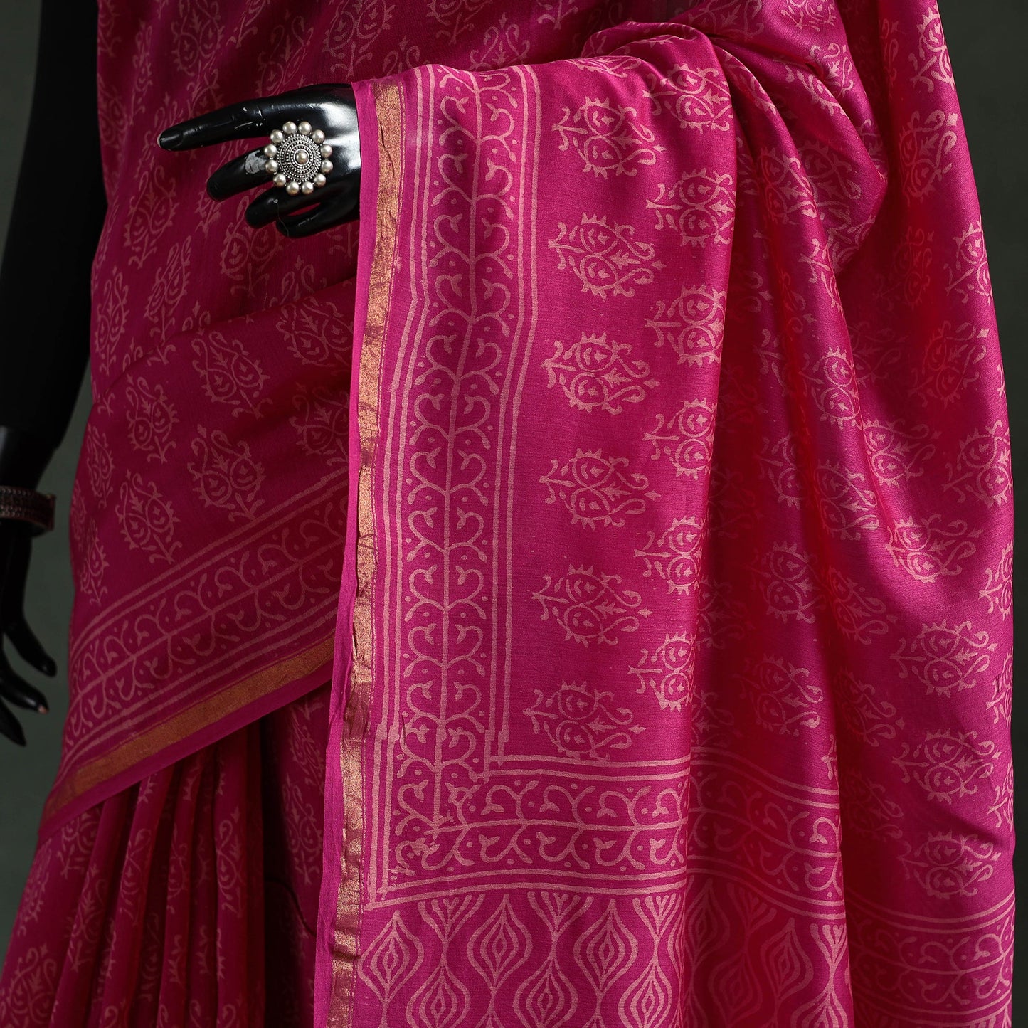 Chanderi silk hand block batik print saree 76 - handcrafted