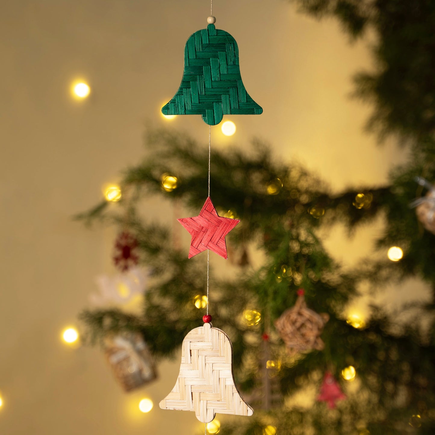 Christmas decor bamboo carol hanging (115 cm) - handcrafted