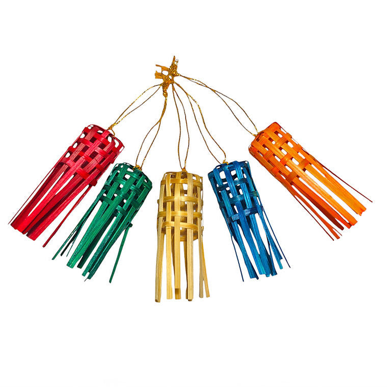 Christmas decor bamboo frill hanging (set of 5)