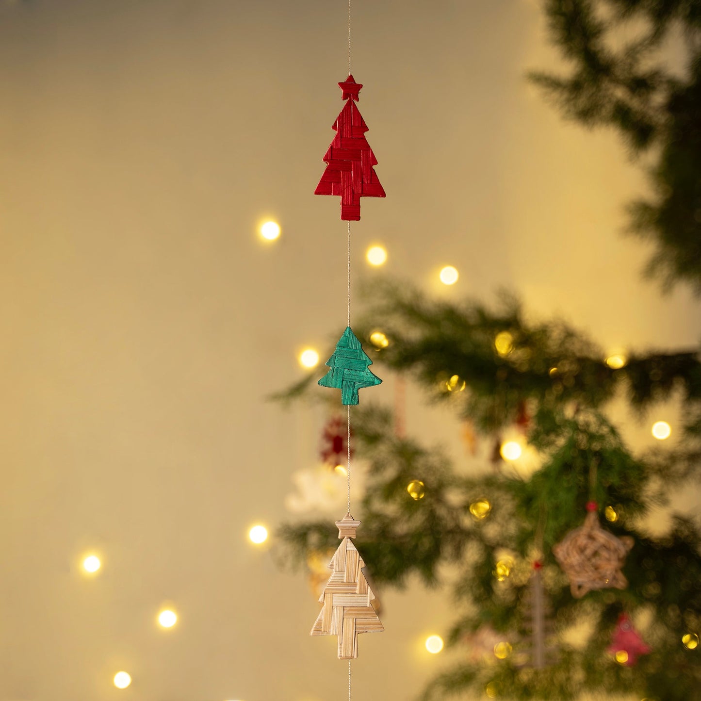 Christmas decor bamboo tree hanging (115 cm) - handcrafted