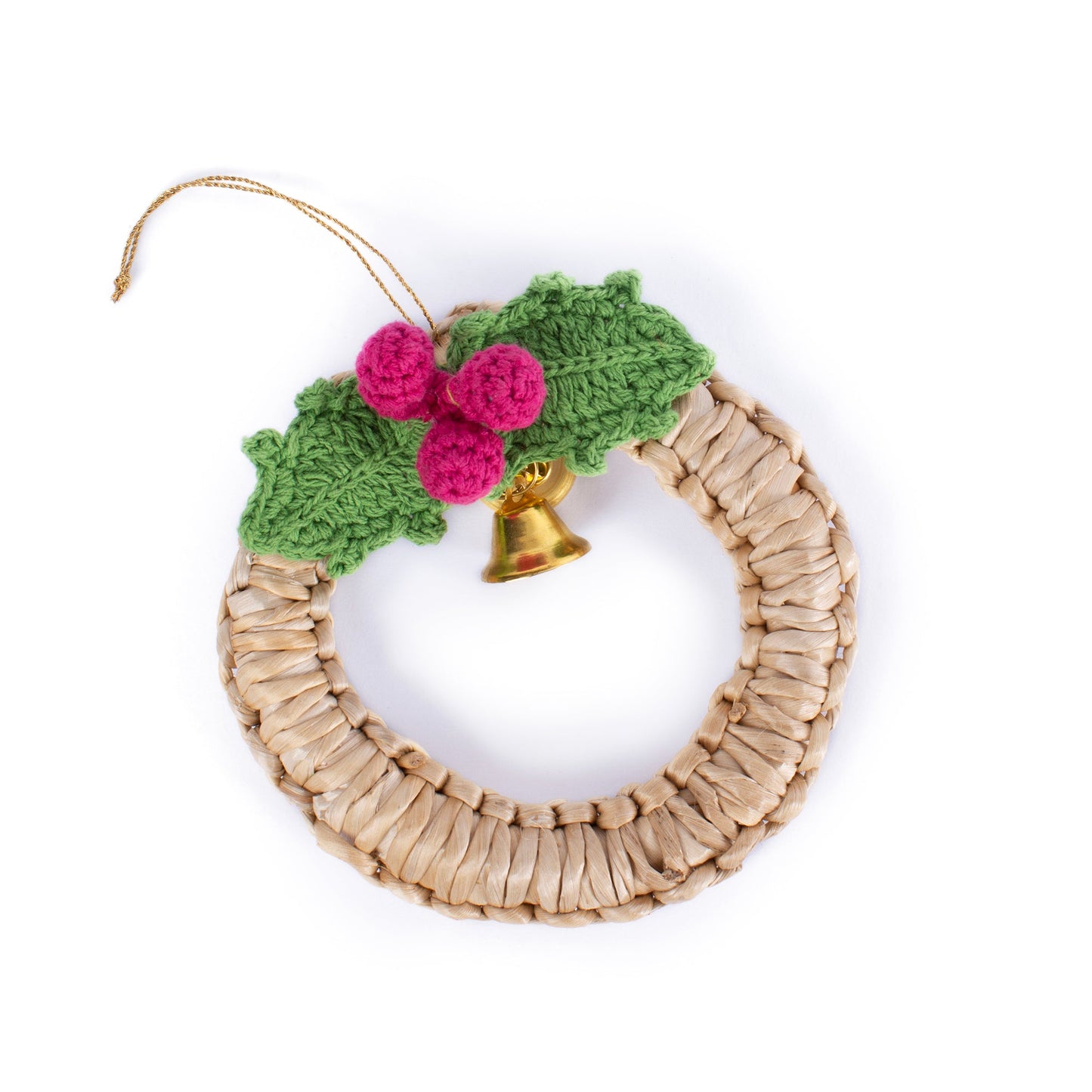 Christmas decor banana bark berry bell wreath hanging