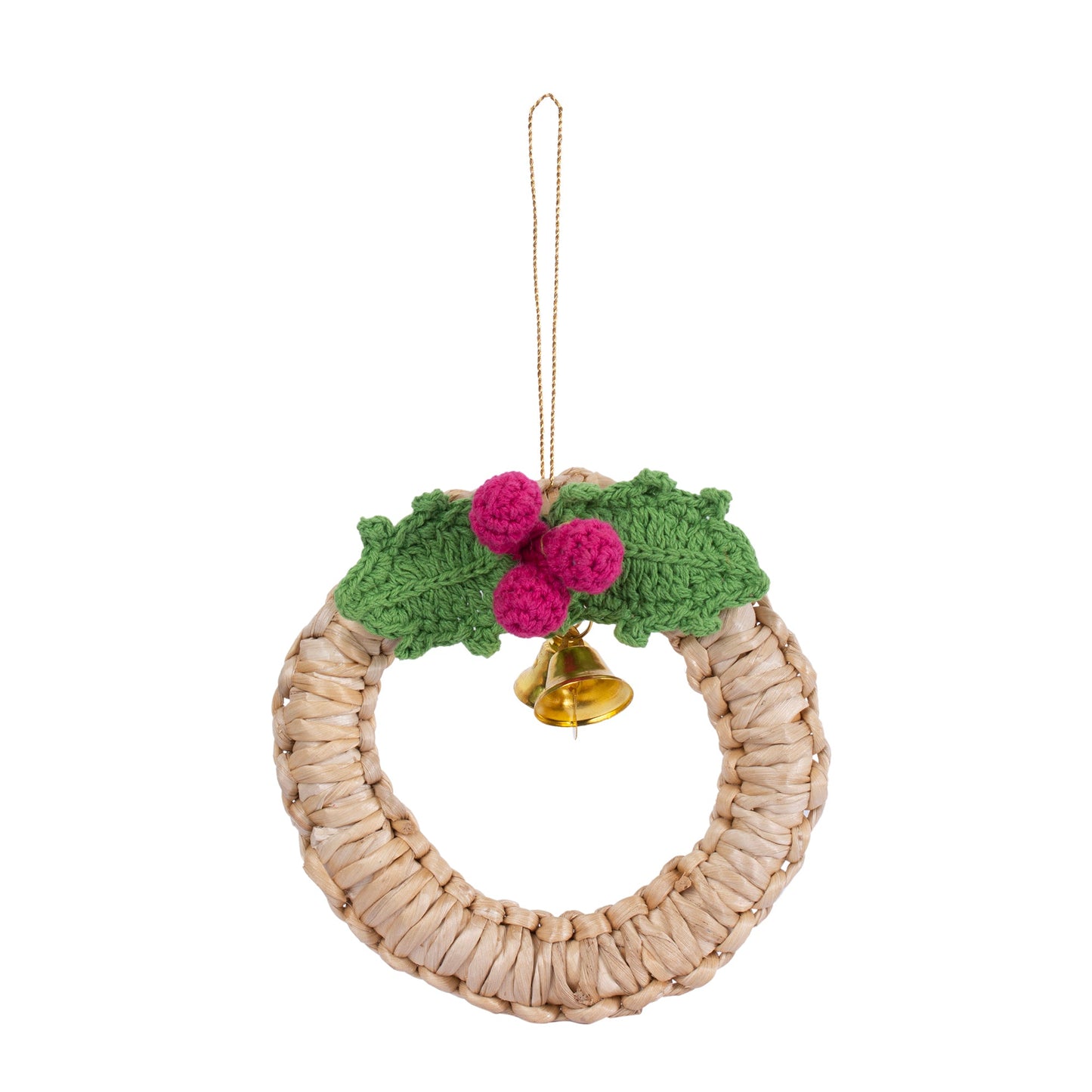 Christmas decor banana bark berry bell wreath hanging