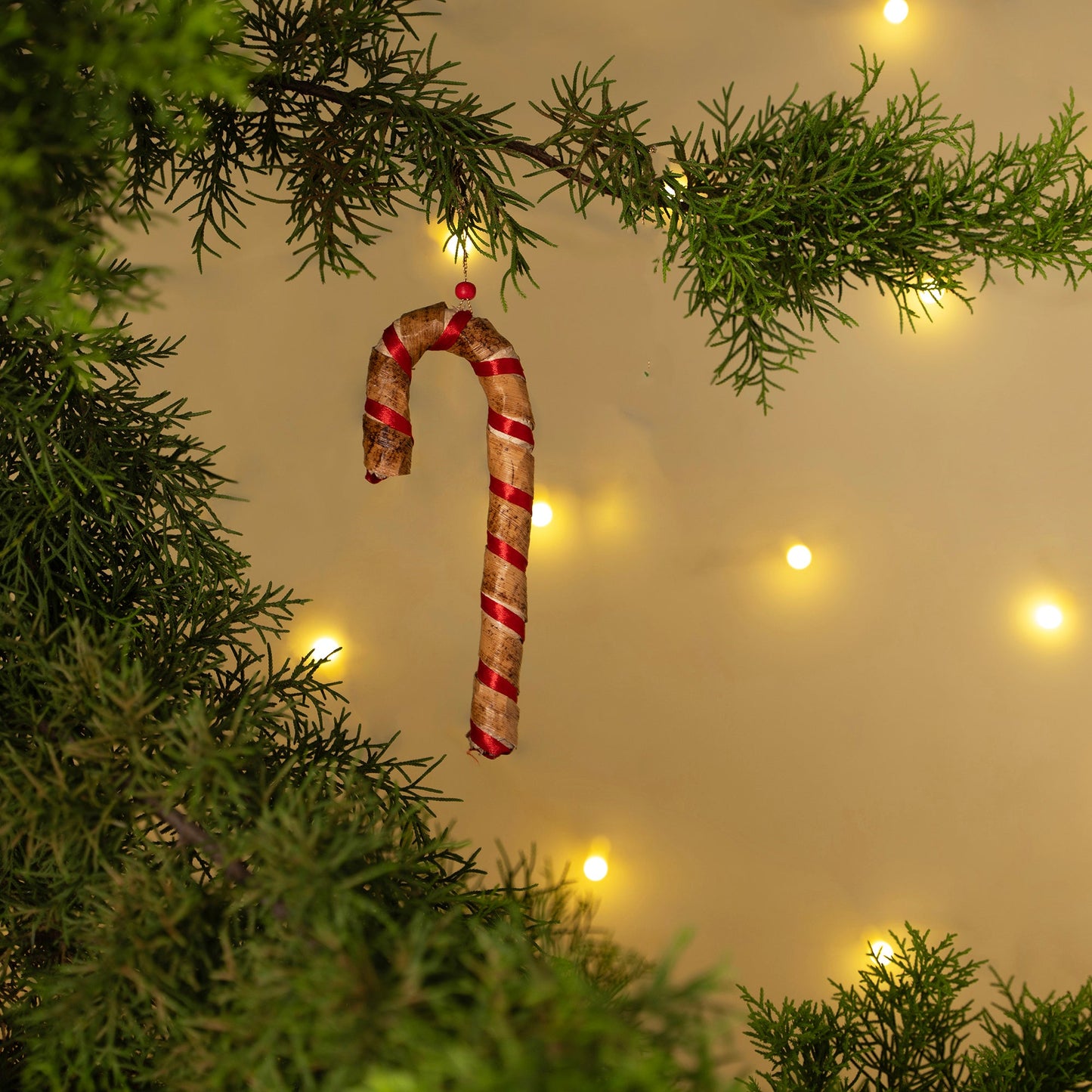 Christmas decor banana bark candy cane hanging (set of 2)