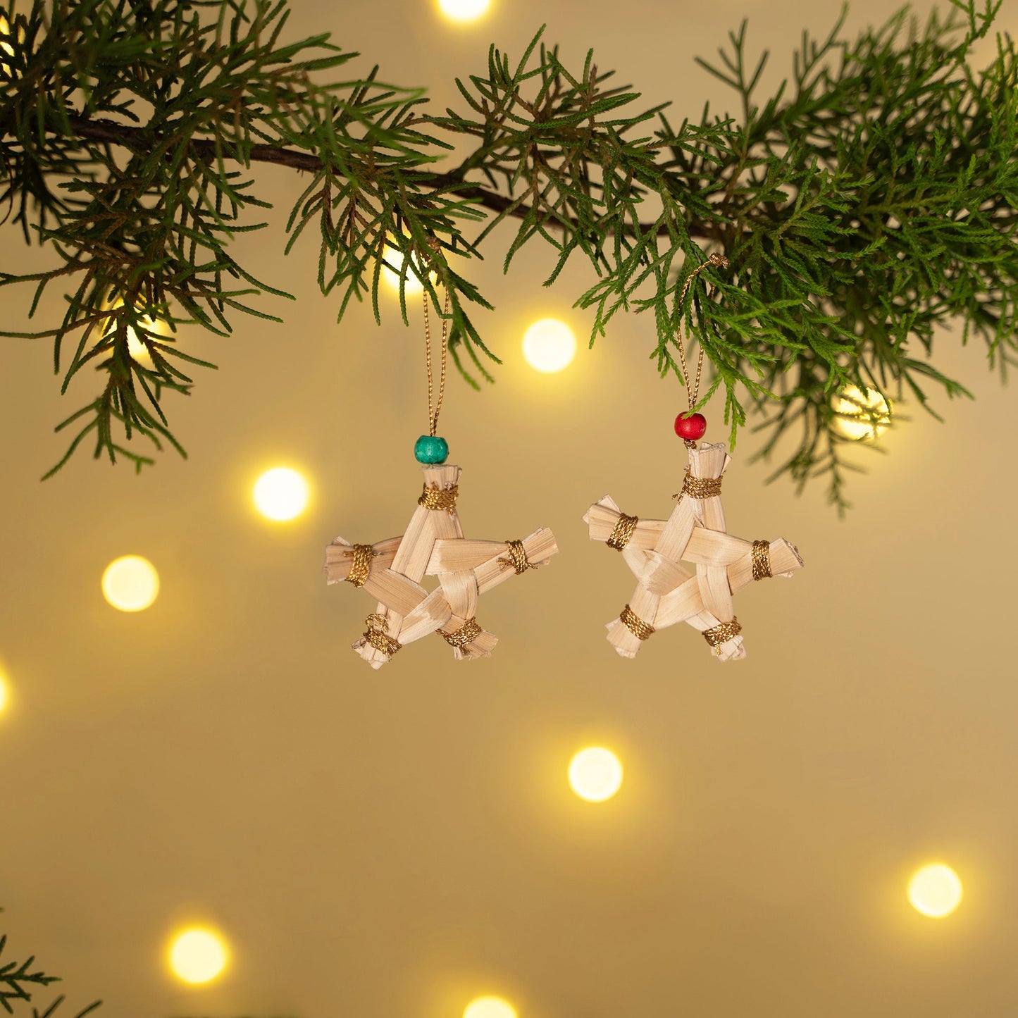 Christmas decor banana bark star hanging (set of 5)