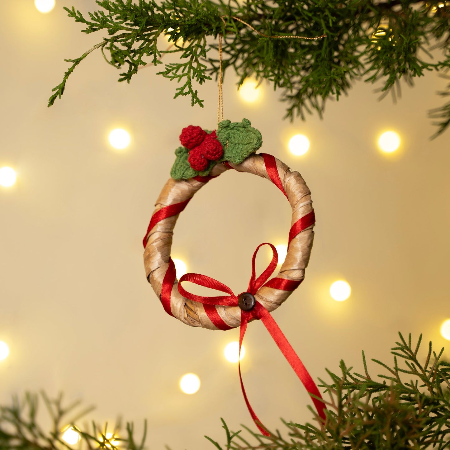 Christmas decor banana berry bow accent wreath hanging