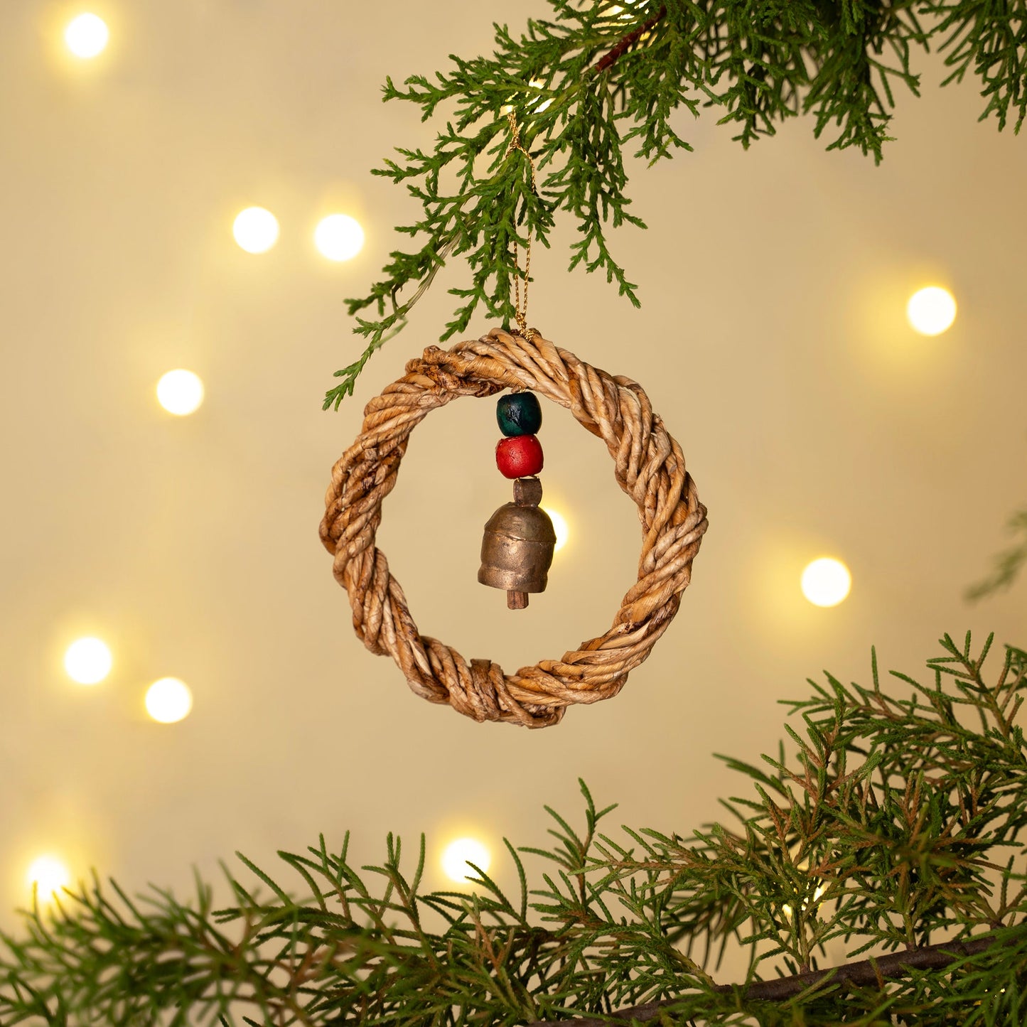 Christmas decor rustic banana bell wreath hanging