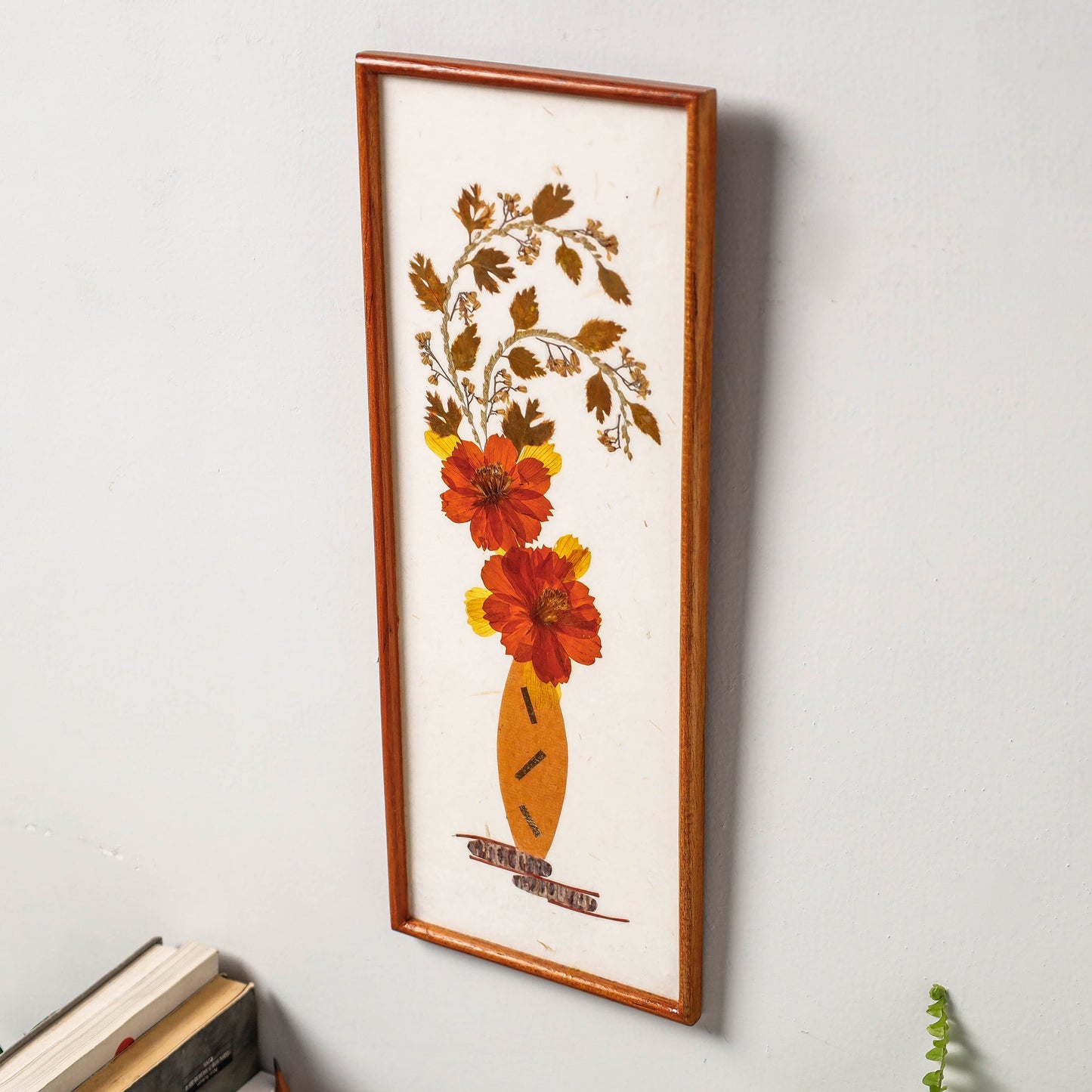 Classic Natural Flower Art Work Wall Hanging Wooden Frame (6 x 6 in)