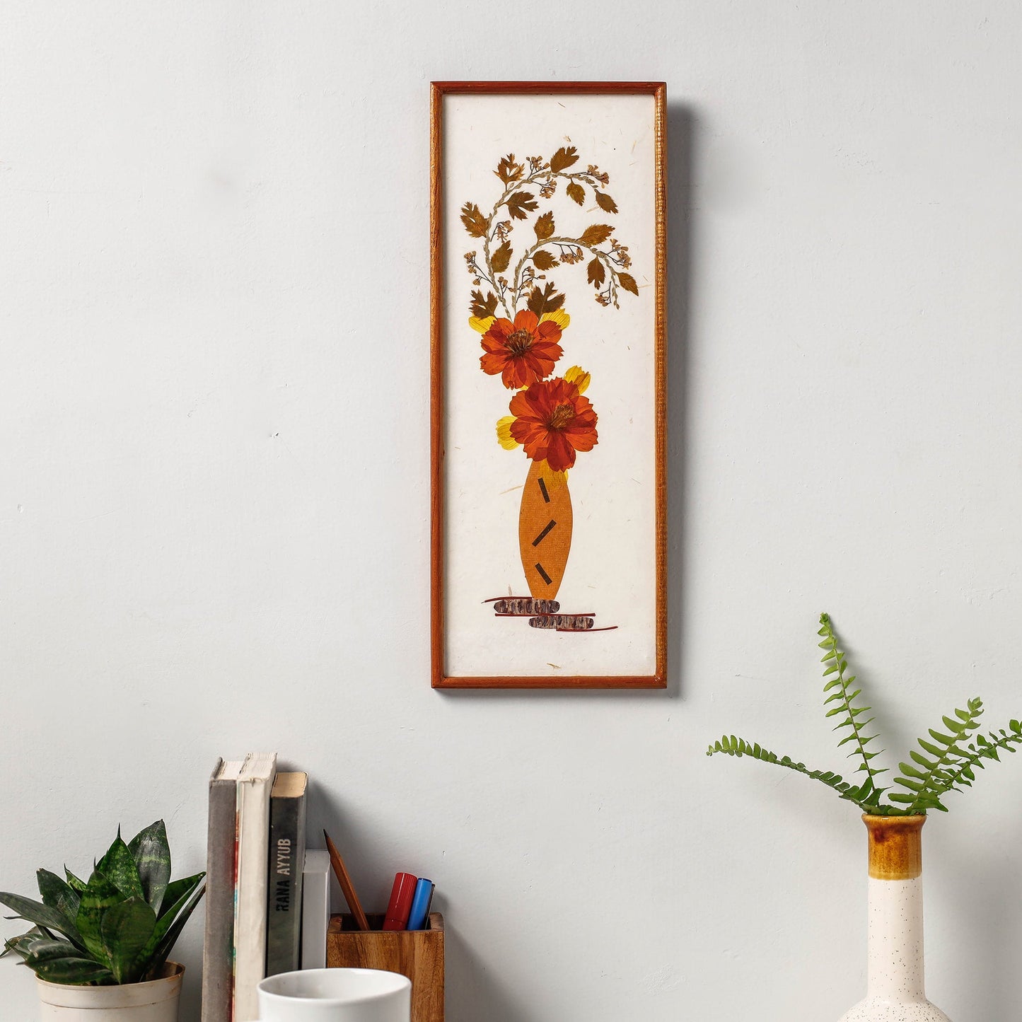 Classic Natural Flower Art Work Wall Hanging Wooden Frame (6 x 6 in)
