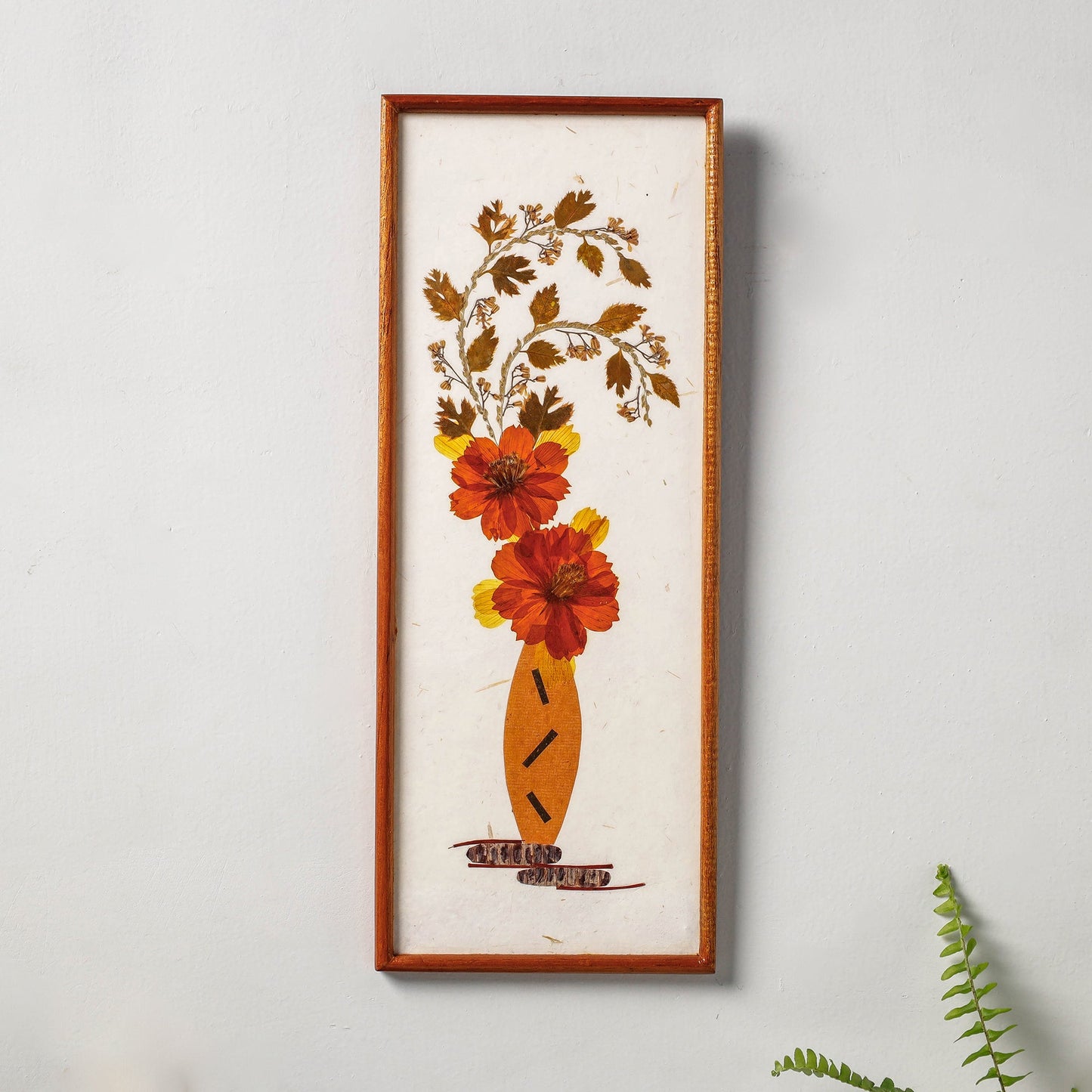 Classic Natural Flower Art Work Wall Hanging Wooden Frame (6 x 6 in)