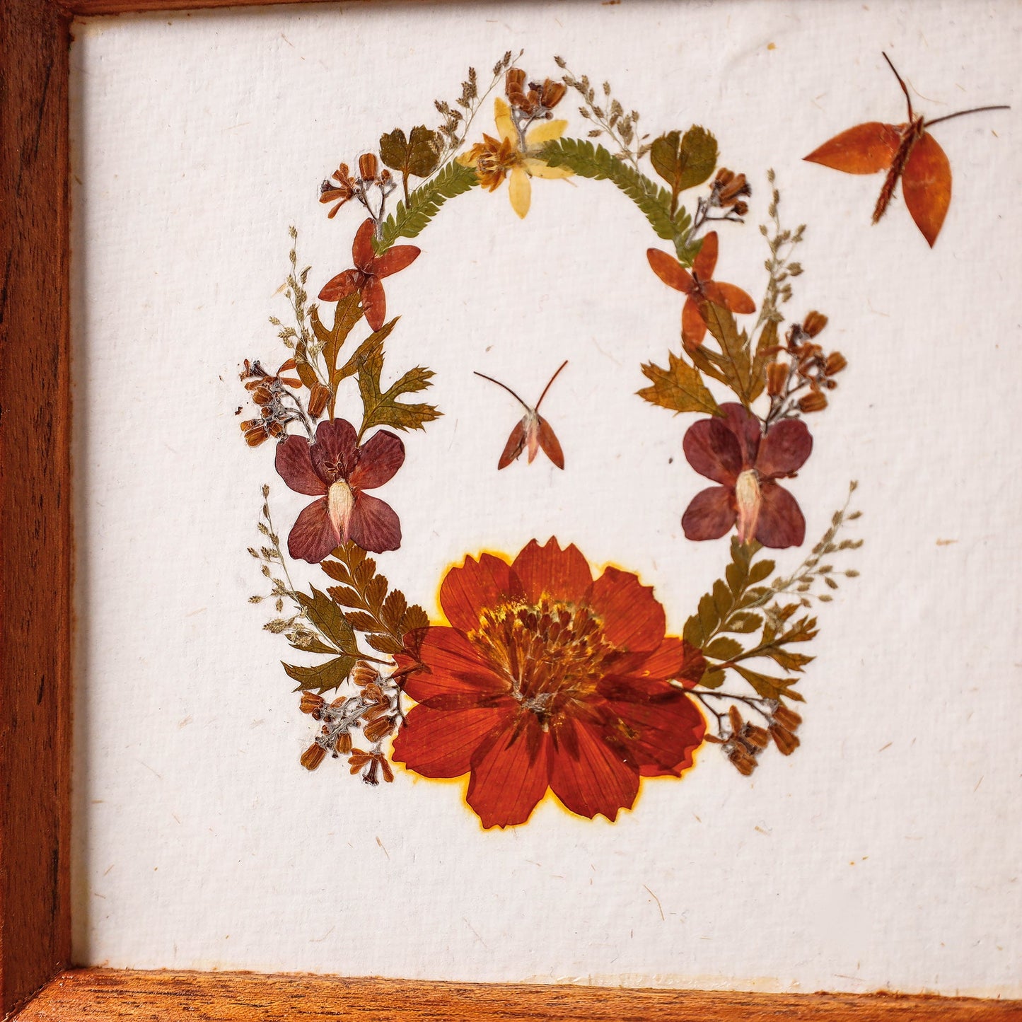 Classic Natural Flower Art Work Wall Hanging Wooden Frame
