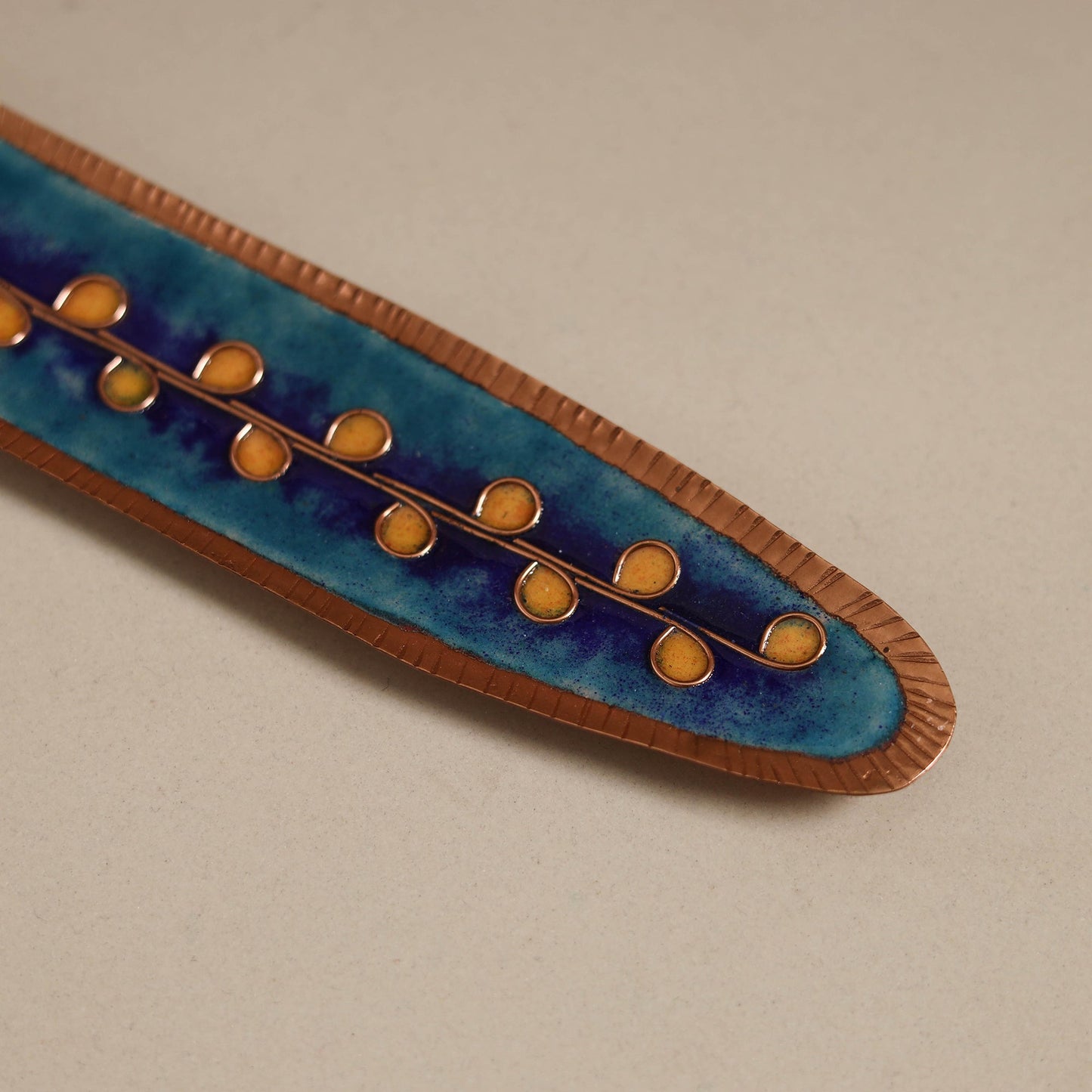 Copper hand-hammered enamel work agarbatti stand 01