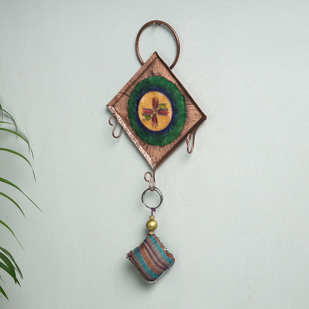 Copper Hand-Hammered Enamel Work Key Holder