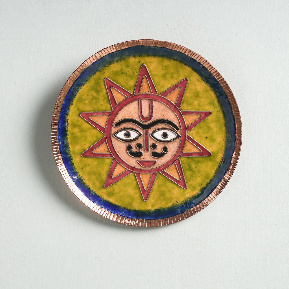 Copper Hand-Hammered Enamel Work Plate/Wall Frame