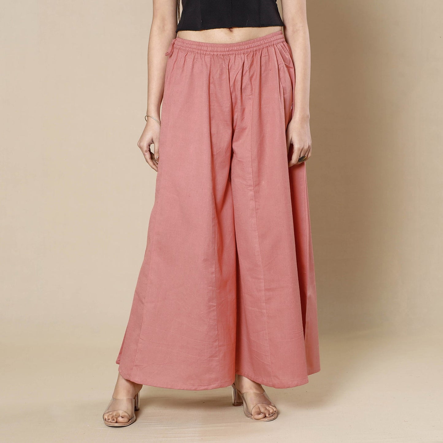 Buy Plain Dyed Cotton Flared Palazzo Online at iTokri.com