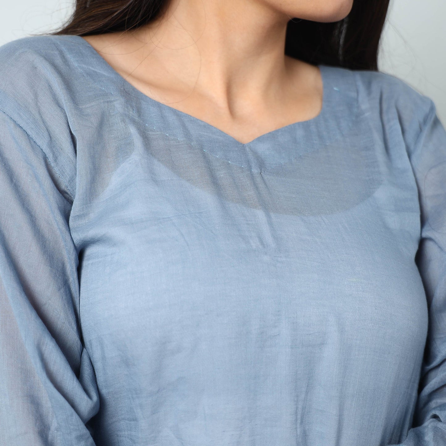 Mulmalai Cotton Plain Dyed Long Kurta Online at iTokri.com