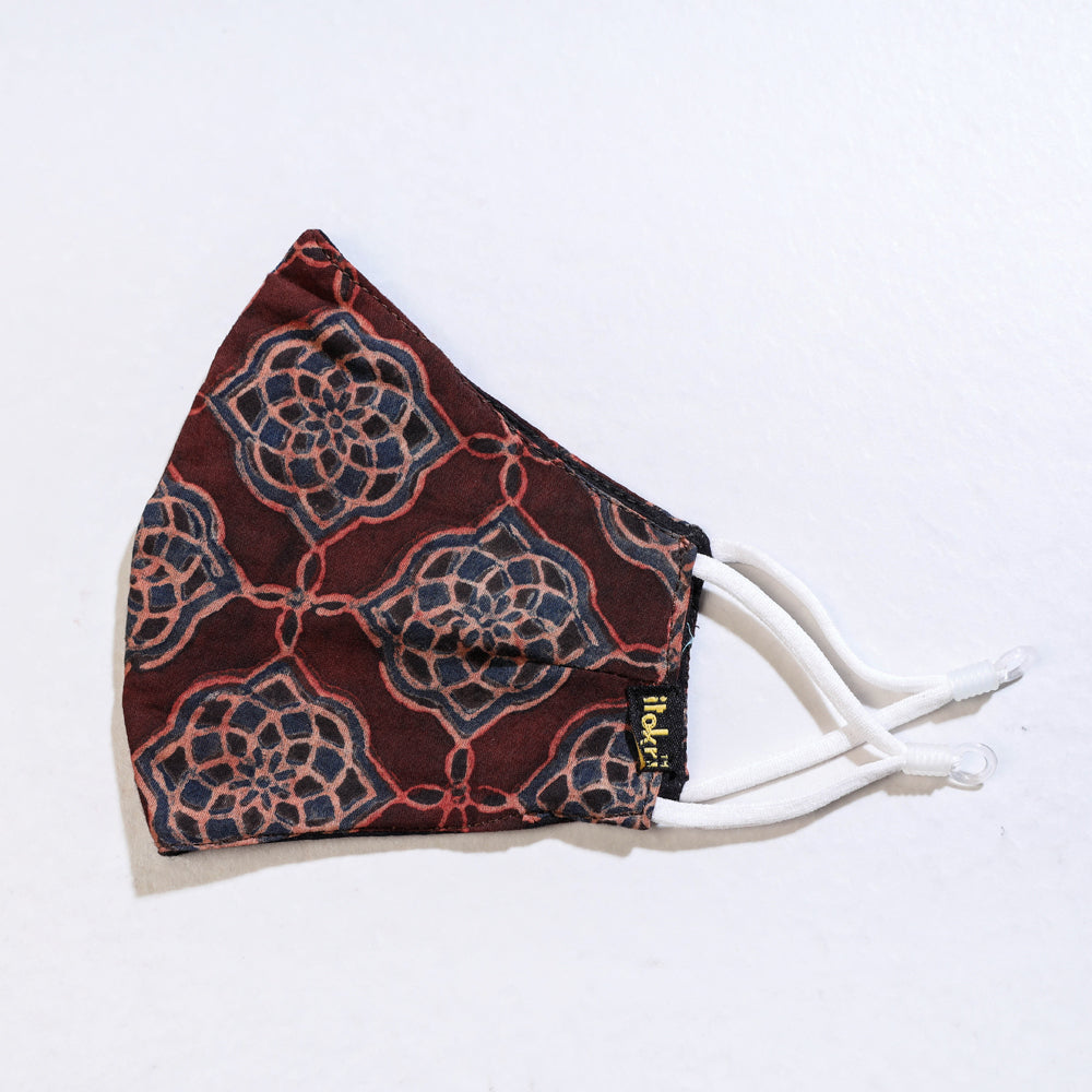 Ajrakh Block Printed Cotton 3 Layer Snug Fit Face Cover