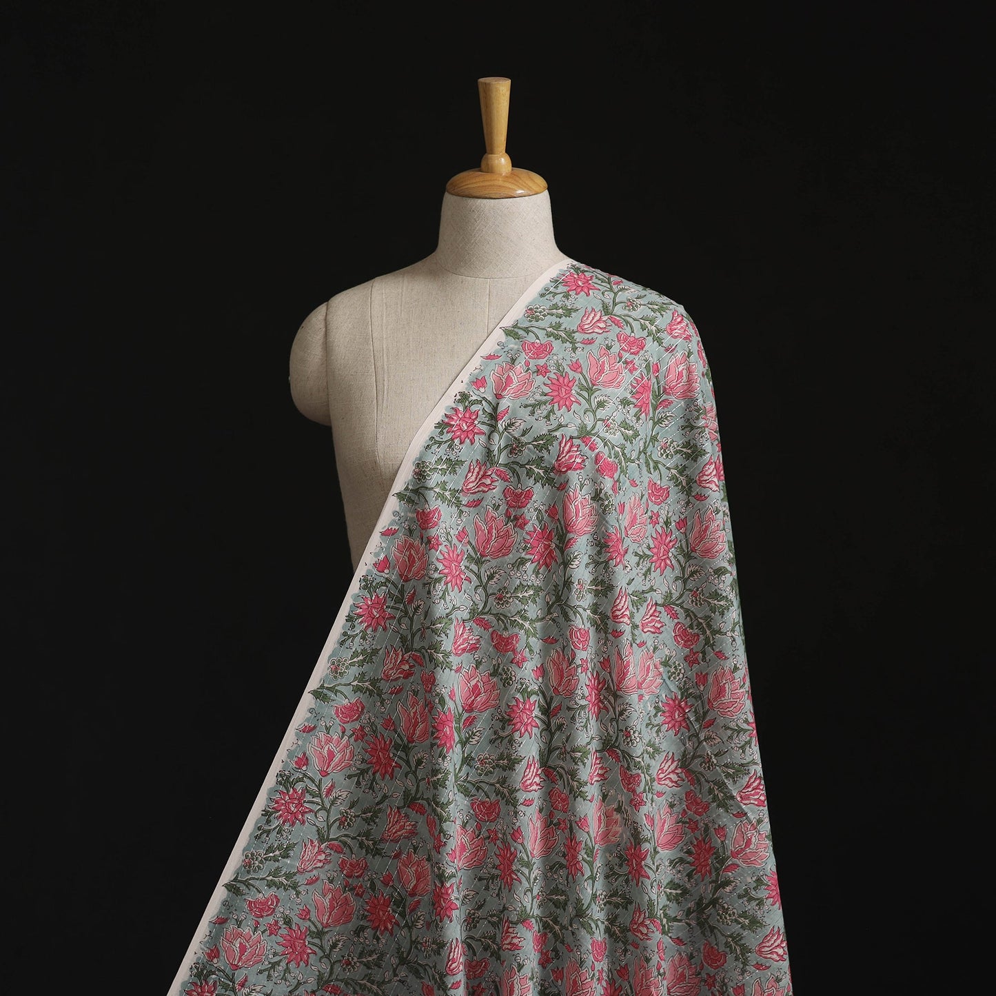 Cotton hand block sanganeri print fabric 42 - handcrafted