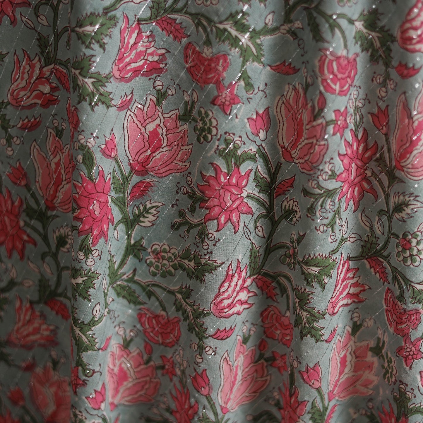 Cotton hand block sanganeri print fabric 42 - handcrafted