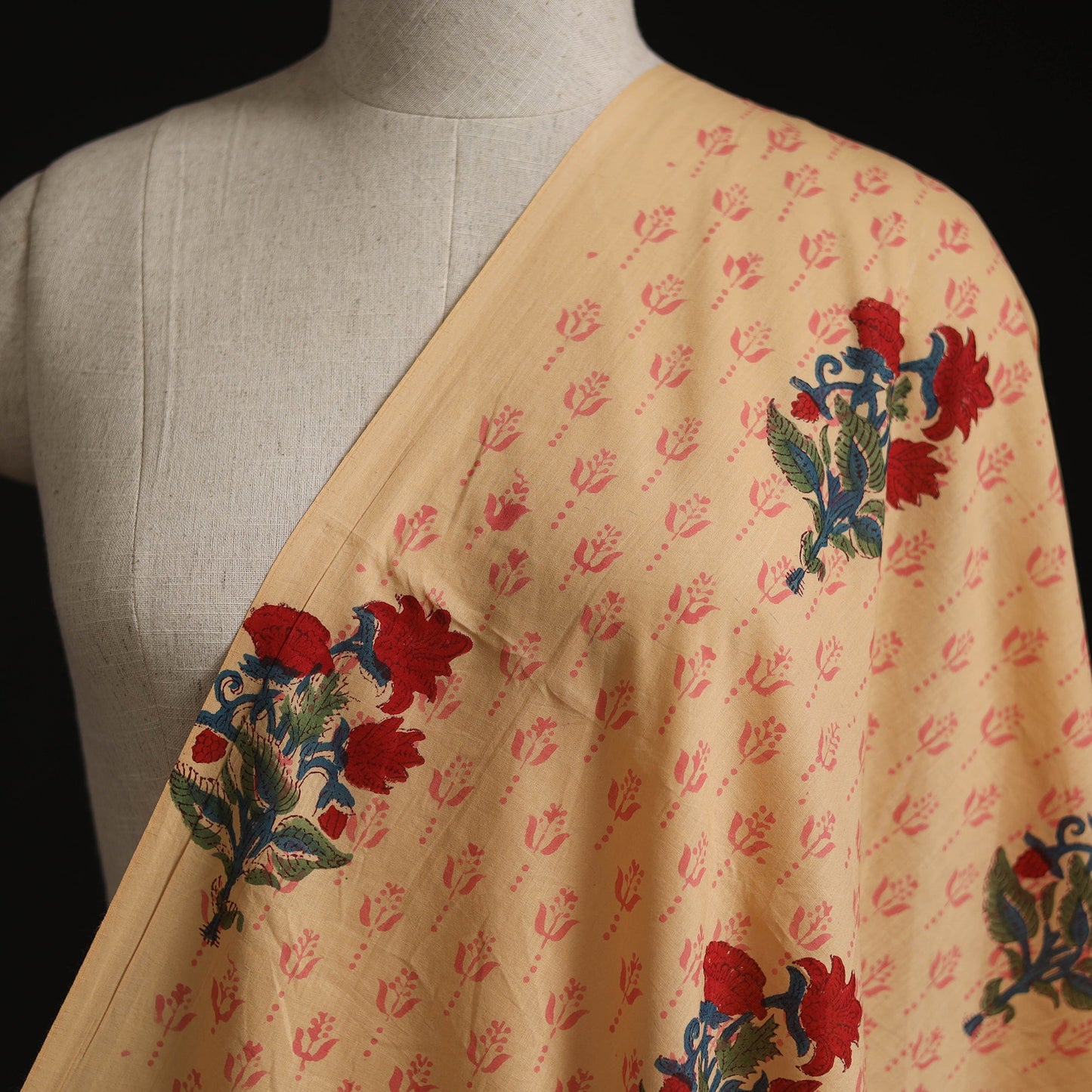 Cotton mughal butta hand block sanganeri print fabric 43