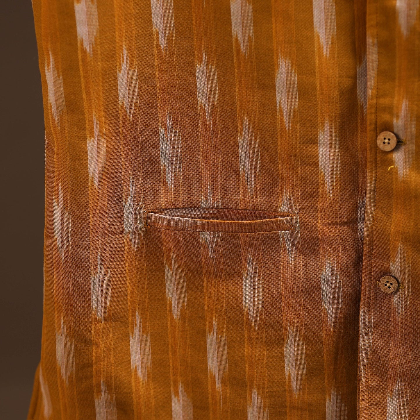 Cotton pochampally ikat men nehru jacket 04 - handcrafted