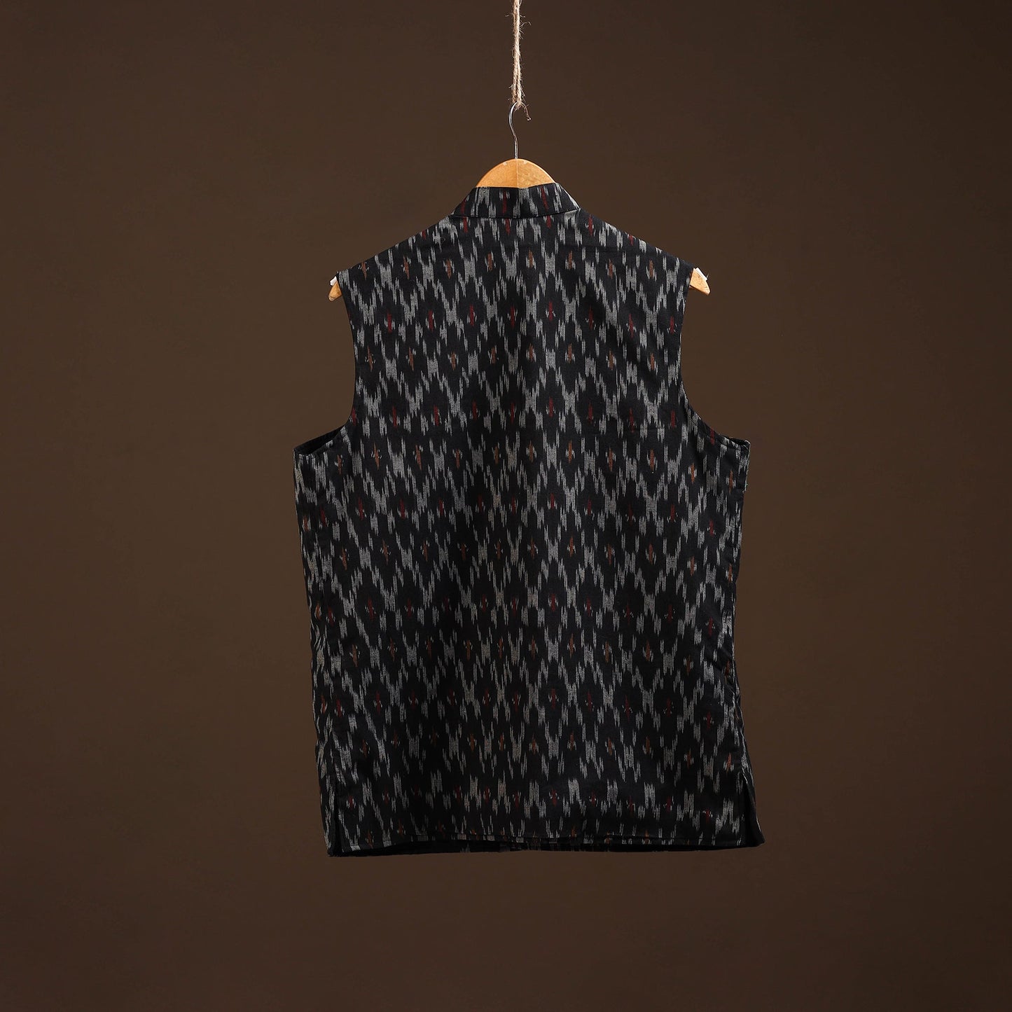 Cotton pochampally ikat men nehru jacket 05 - handcrafted