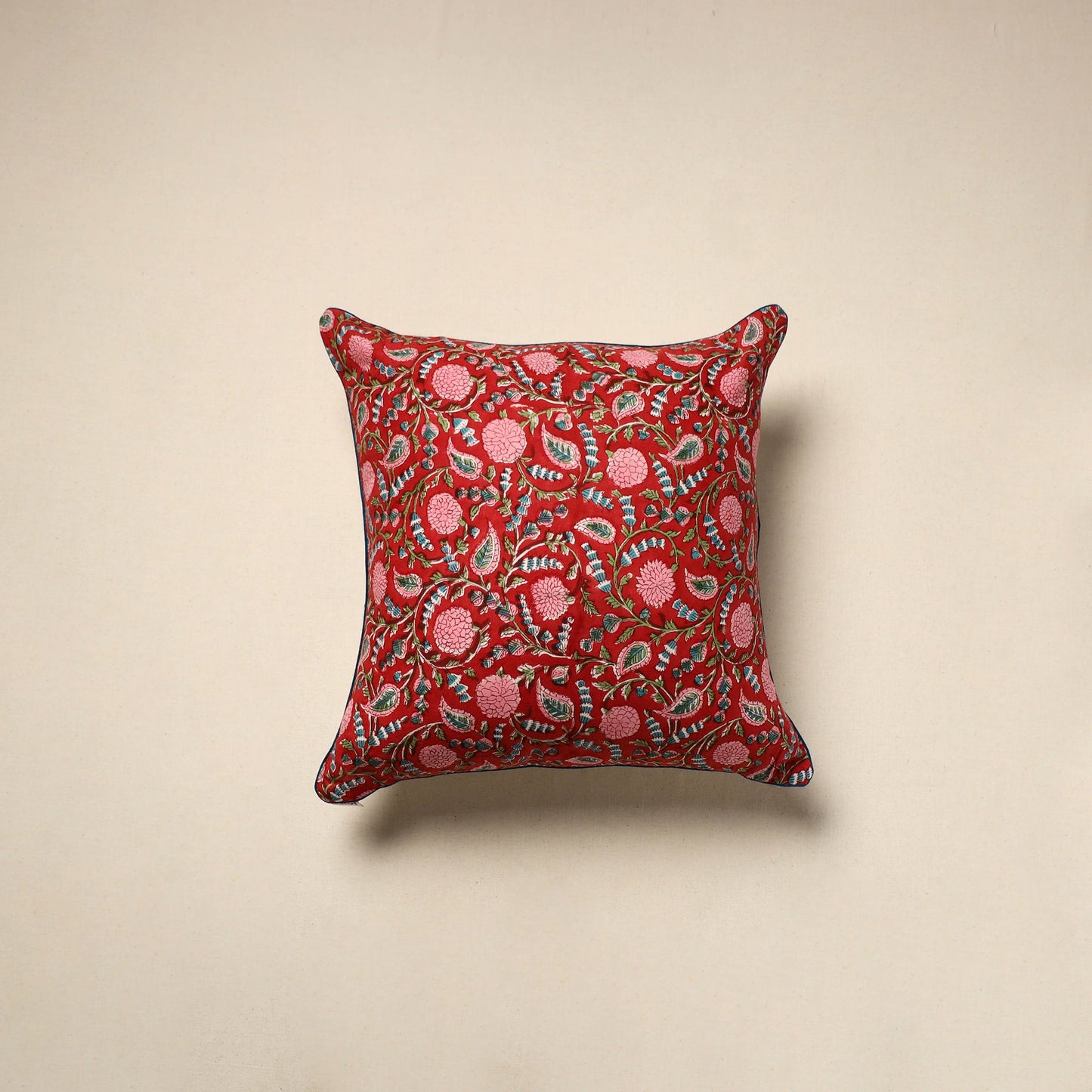 Cotton sanganeri cushion cover 128 - handcrafted