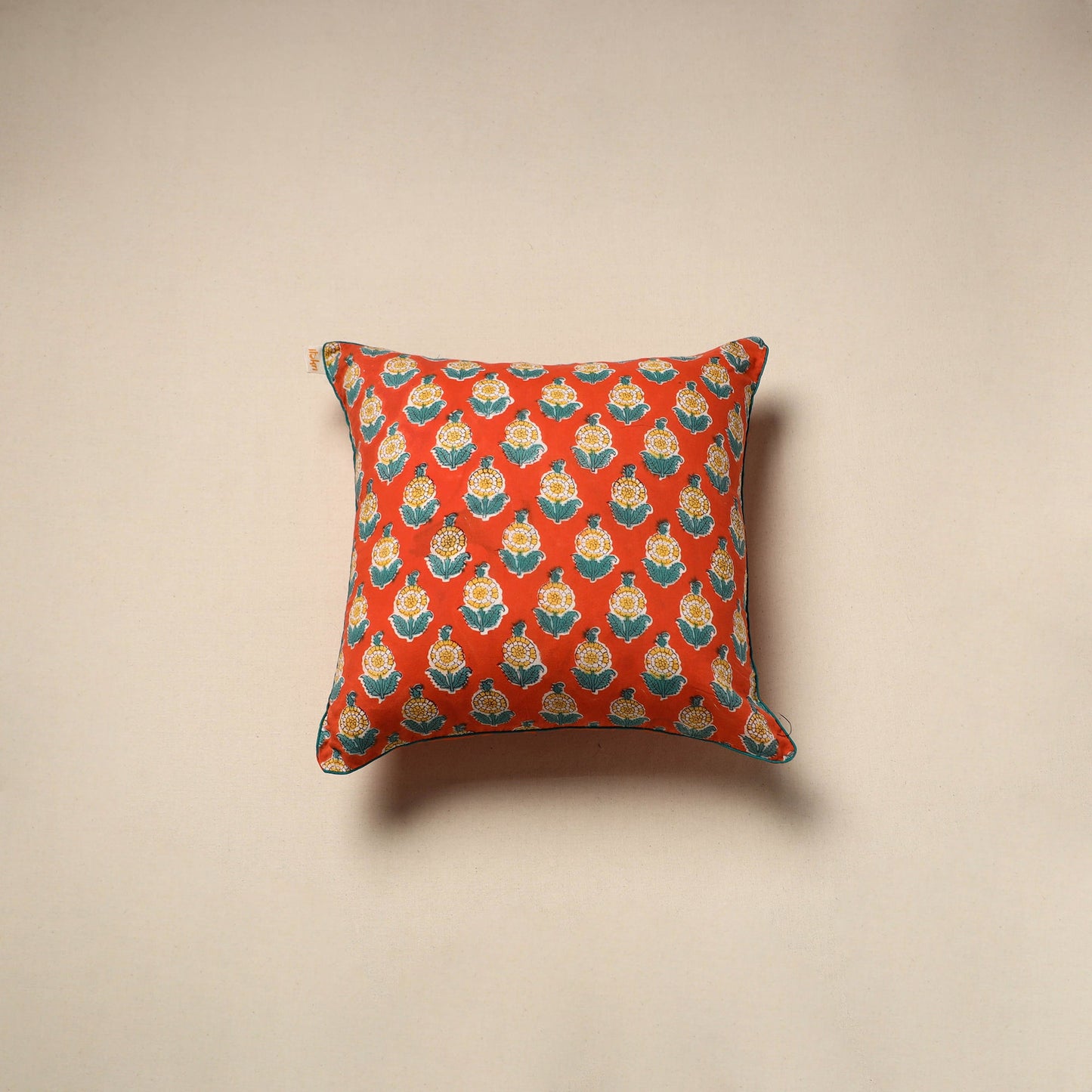 Cotton sanganeri cushion cover 130 - handcrafted