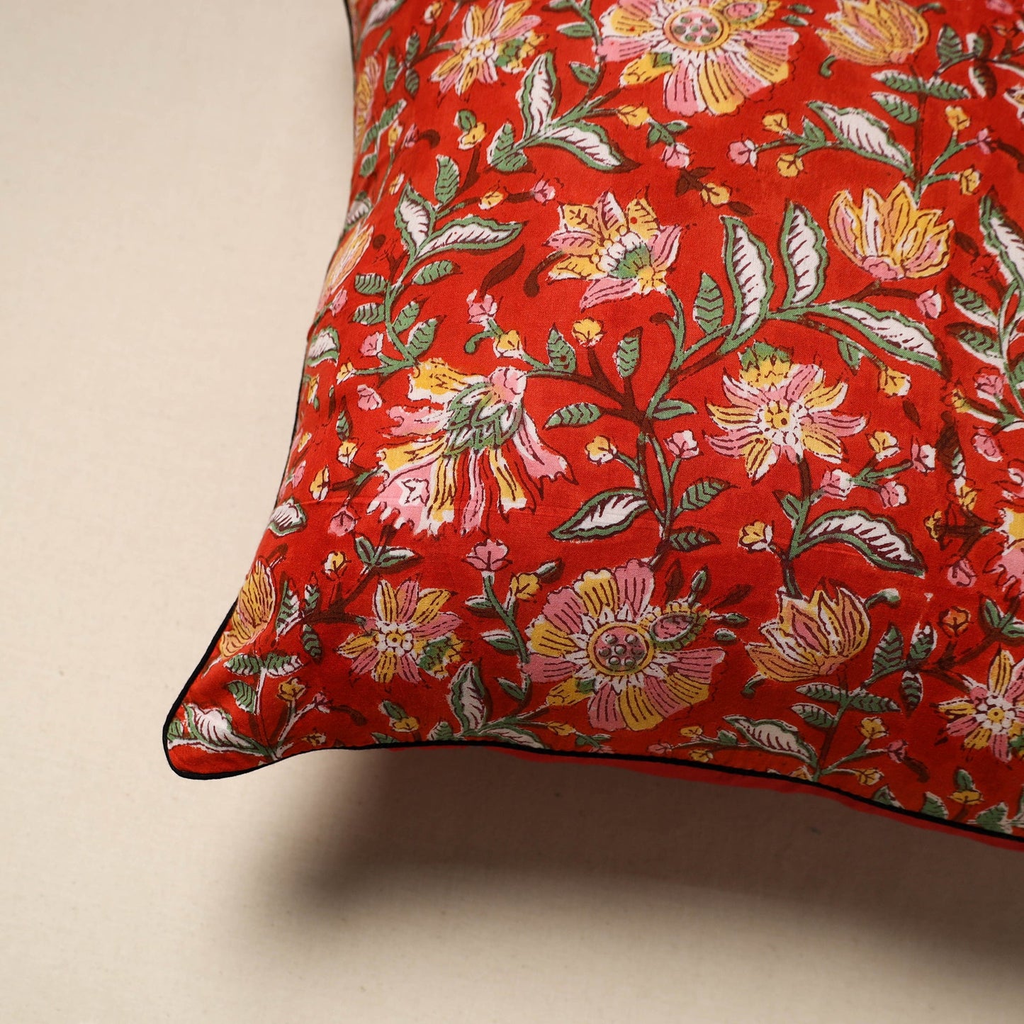 Cotton sanganeri cushion cover 131 - handcrafted