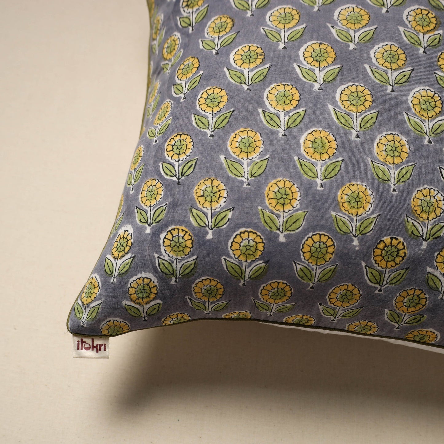 Cotton sanganeri cushion cover 133 - handcrafted