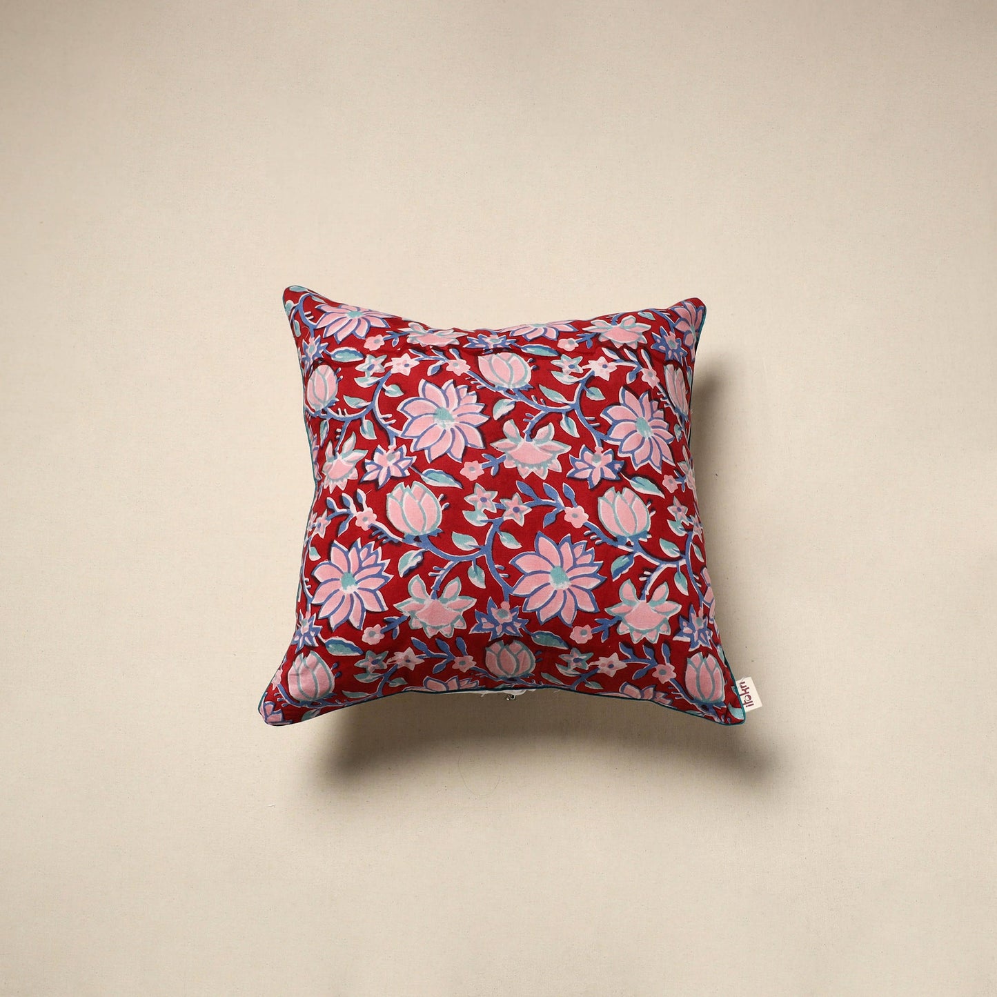 Cotton sanganeri cushion cover 139 - handcrafted