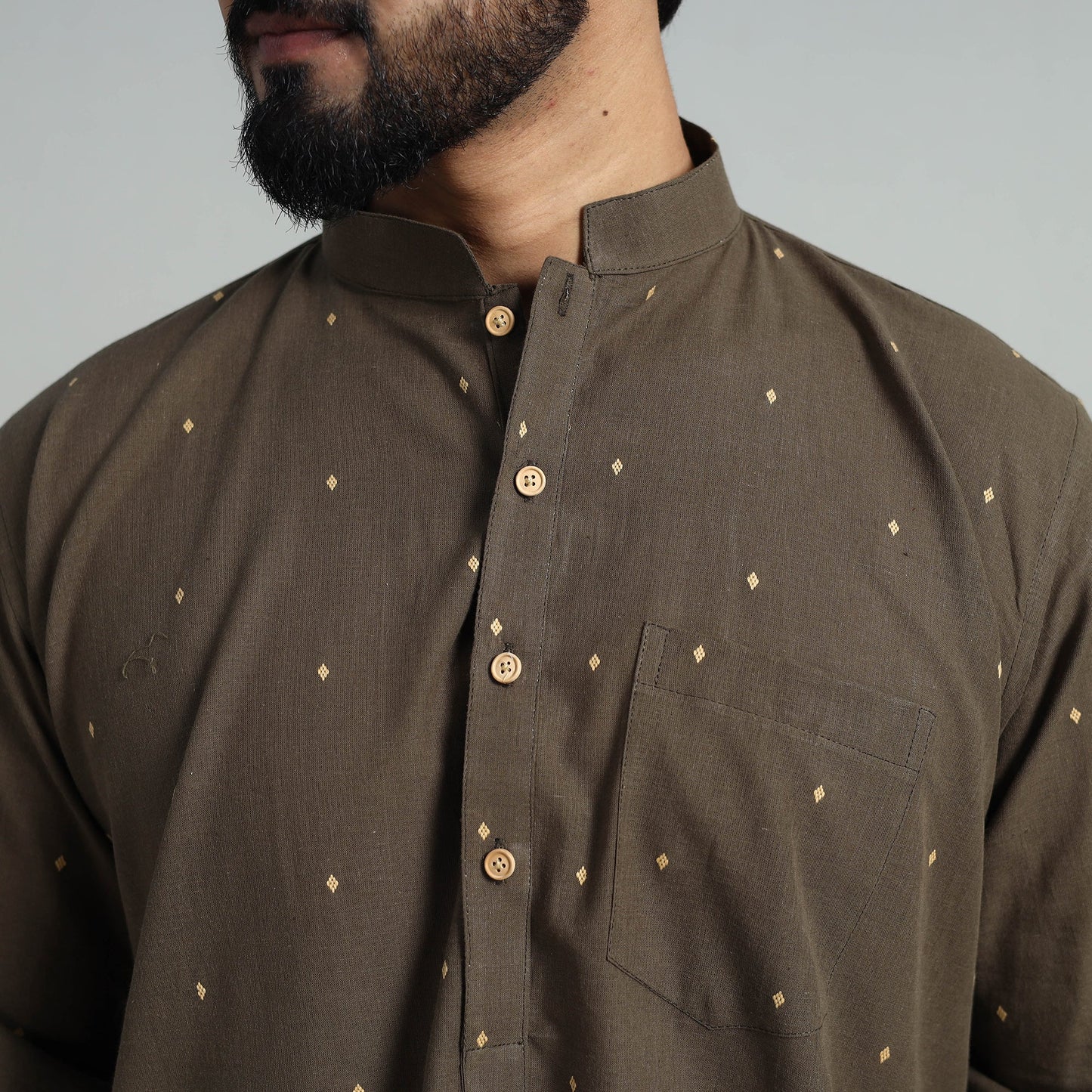 Cotton Short Jacquard Kurta for Men