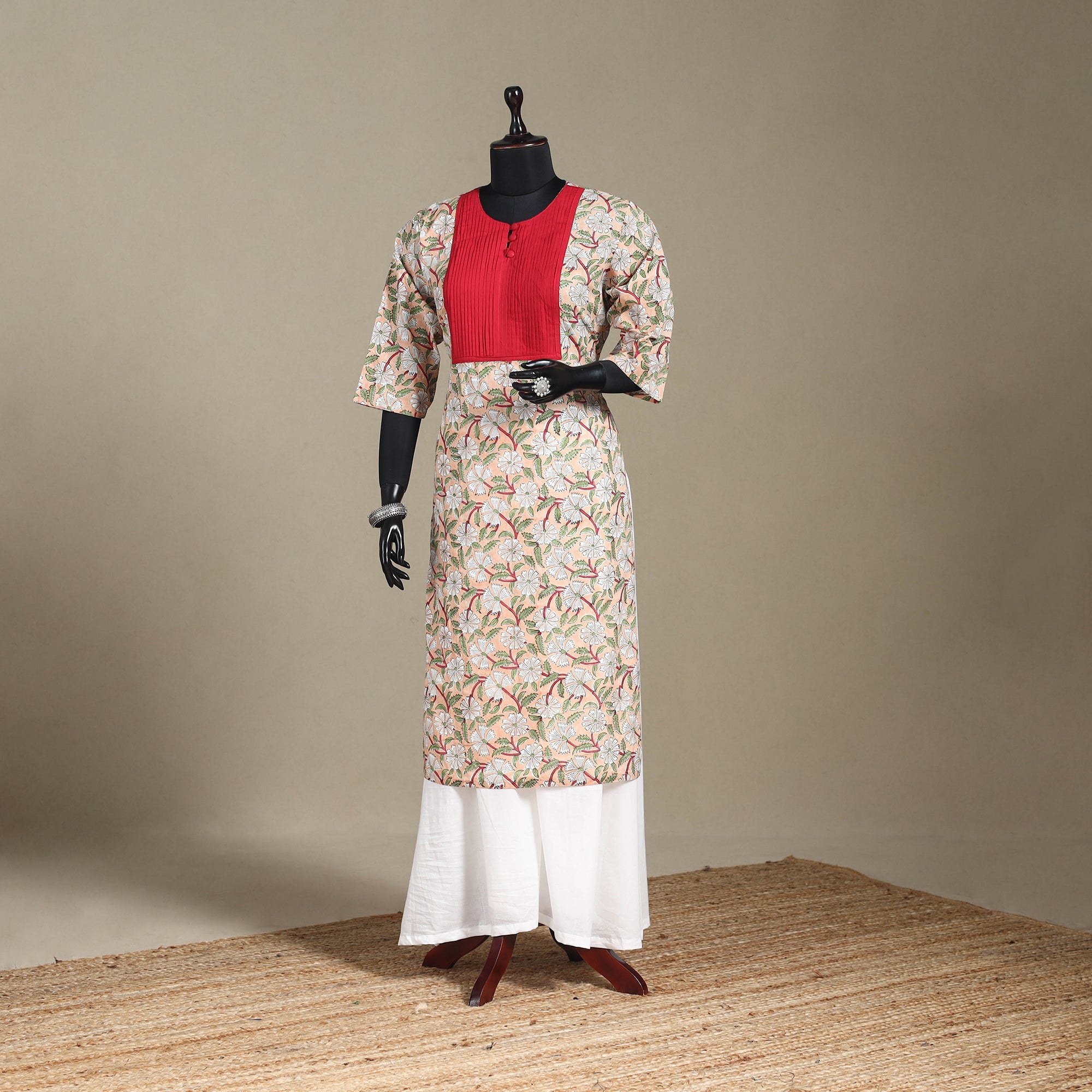 Block Print Cotton Straight Sanganeri Long Kurta 16