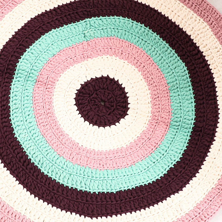 Multicolor Upcycled Crochet Work Cotton Carpet / Rug