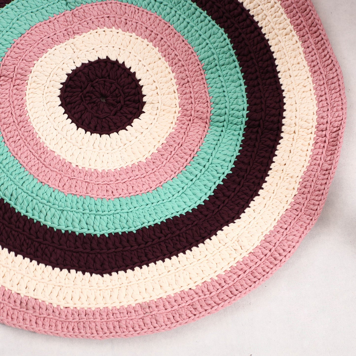 Multicolor Upcycled Crochet Work Cotton Carpet / Rug