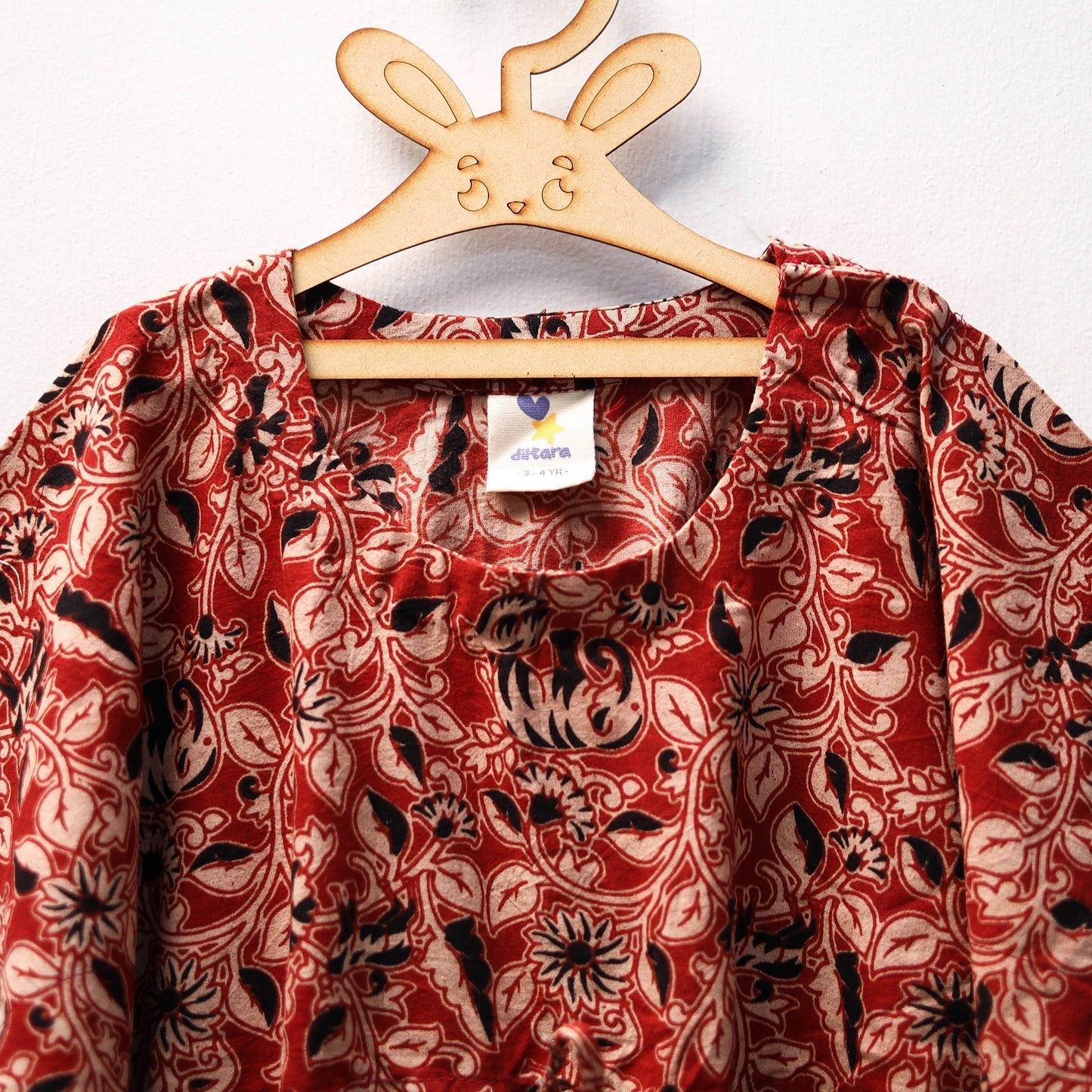 Red - kalamkari cotton kids kaftan (3-4 years) 85