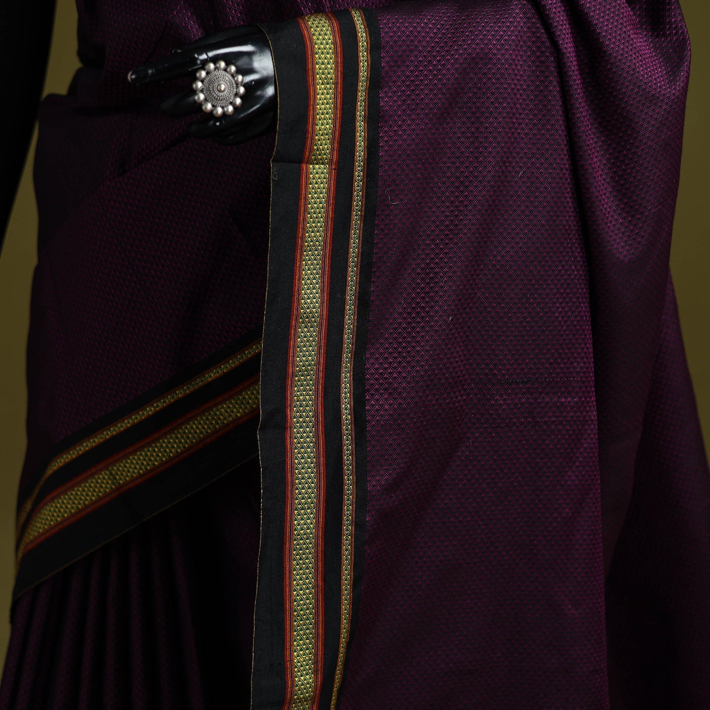 Silk cotton khun saree with ilkal pallu chikki paras border